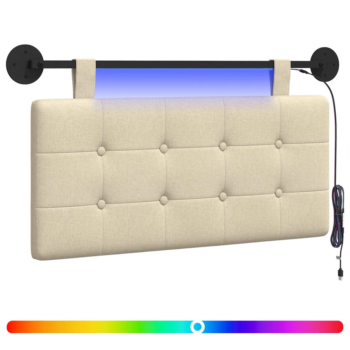 Hängendes Kopfteil Mit LED Licht Creme Stoff