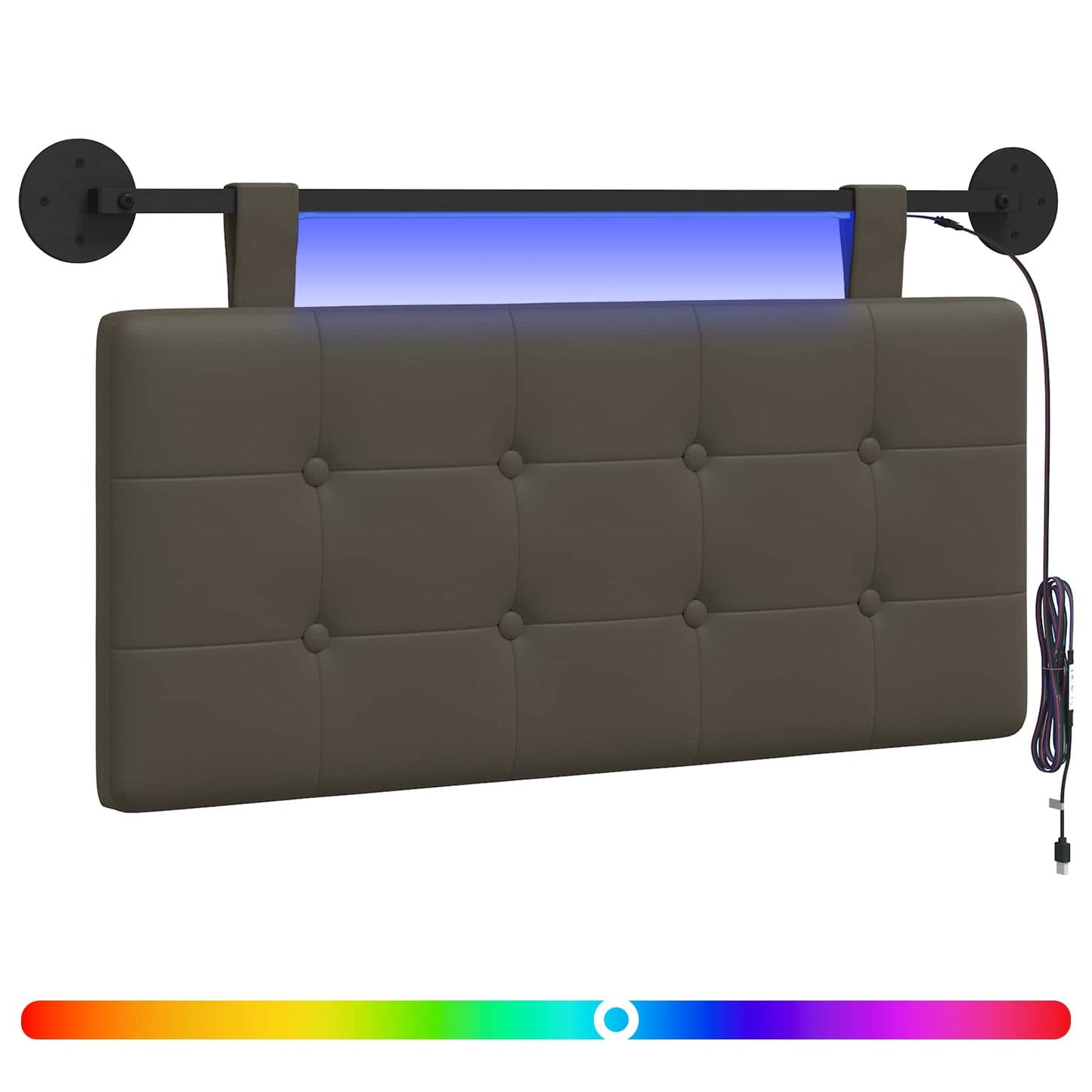 Hängendes Kopfteil Mit LED Licht Grau Kunstleder