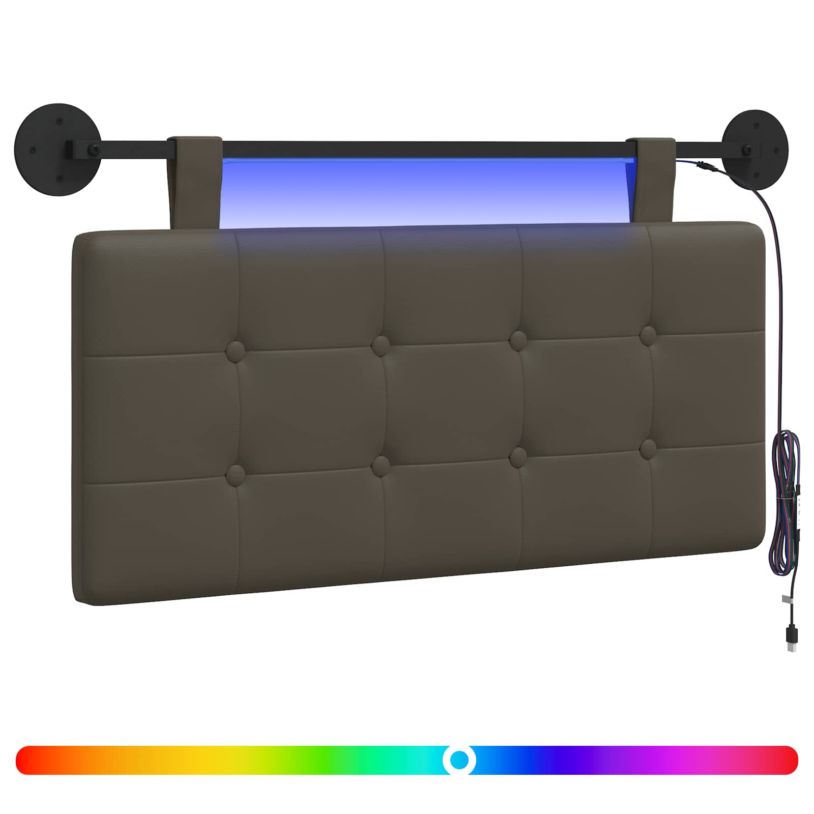 Hängendes Kopfteil Mit LED Licht Grau Kunstleder