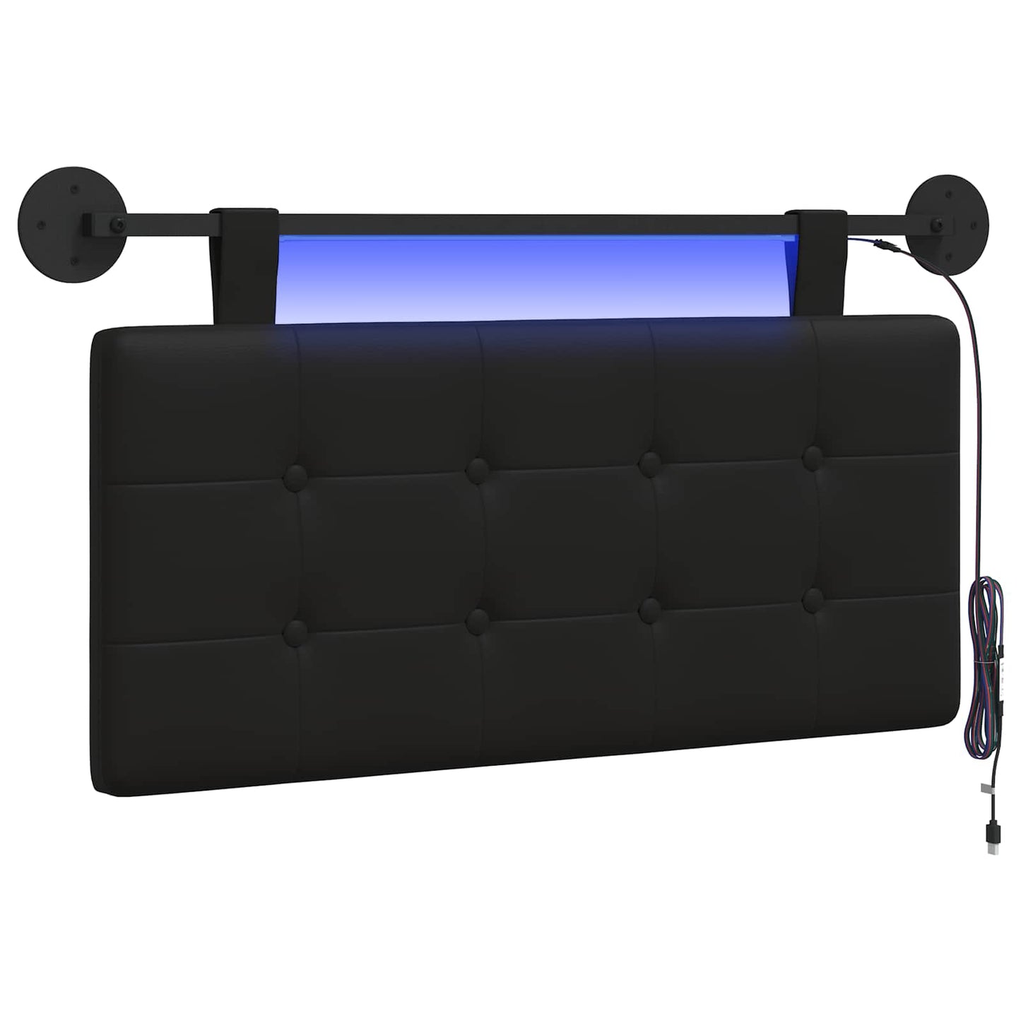 Hängendes Kopfteil Mit LED Licht Schwarz Kunstleder