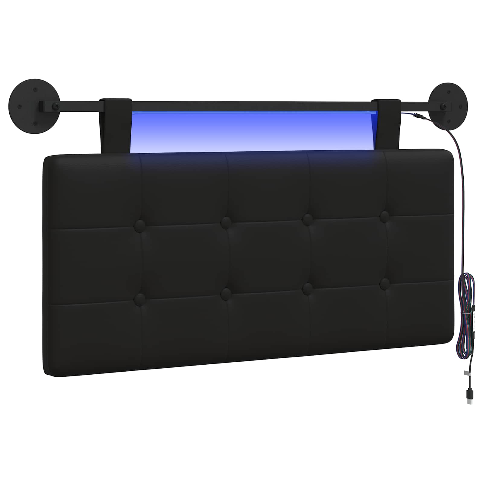 Hängendes Kopfteil Mit LED Licht Schwarz Kunstleder