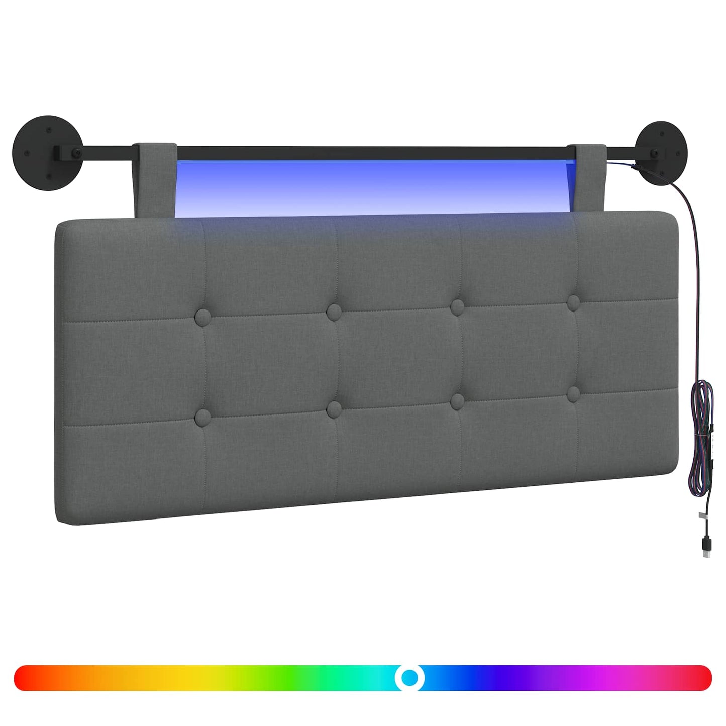 Hängendes Kopfteil Mit LED Licht Dunkelgrau Stoff