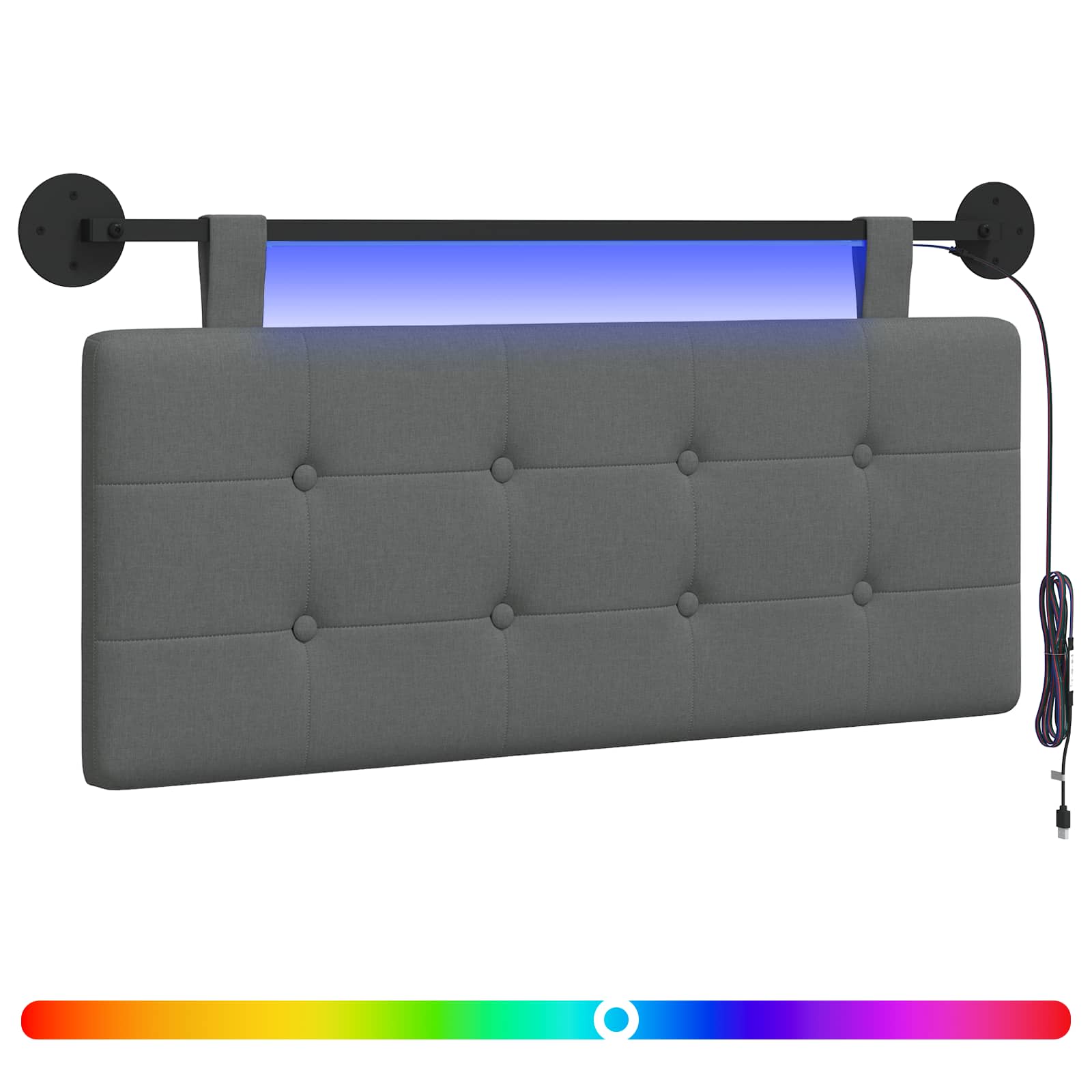 Hängendes Kopfteil Mit LED Licht Dunkelgrau Stoff