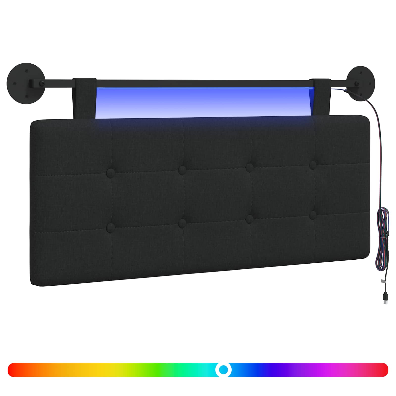 Hängendes Kopfteil Mit LED Licht Schwarz Stoff
