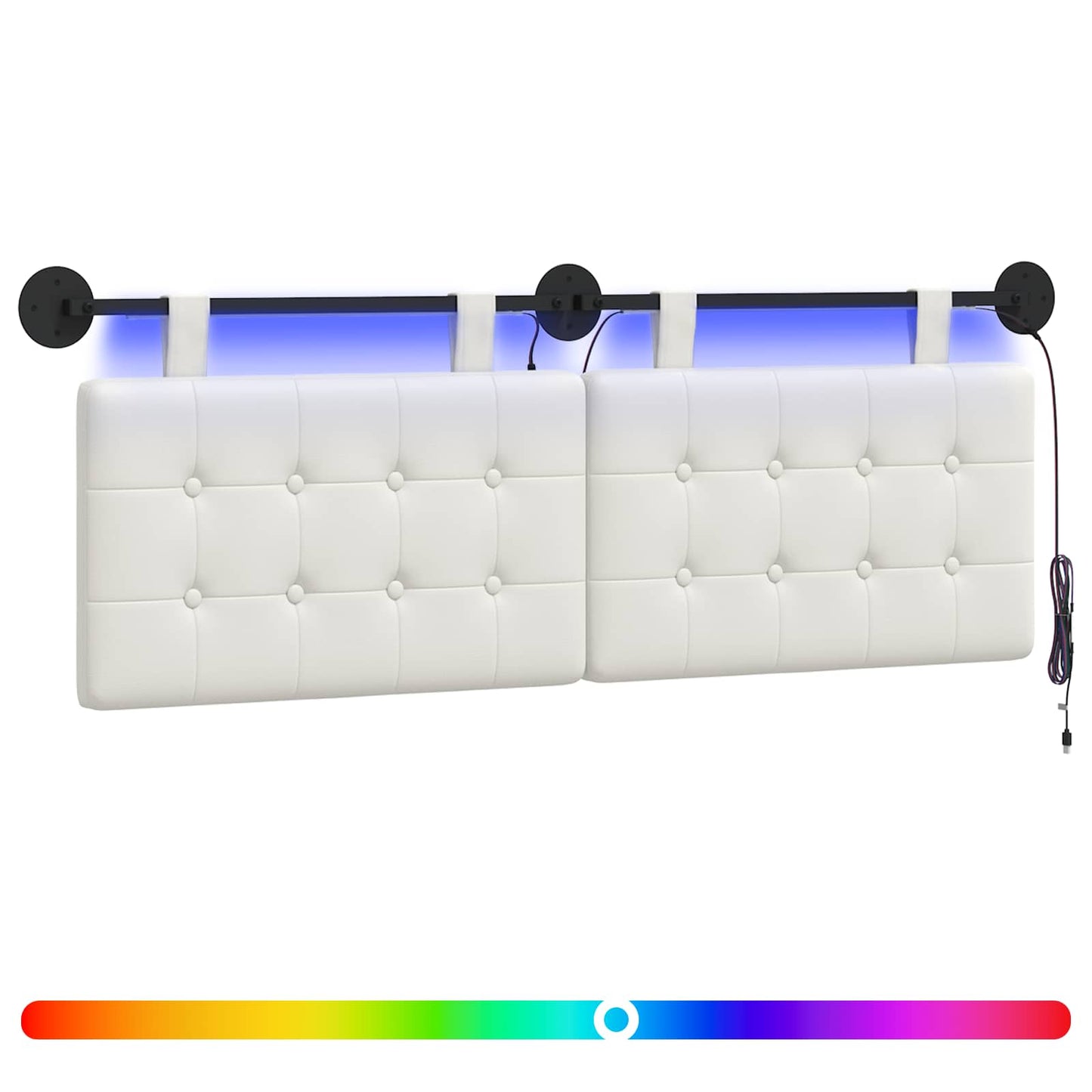 Hängendes Kopfteil Mit LED Licht Weiß Kunstleder