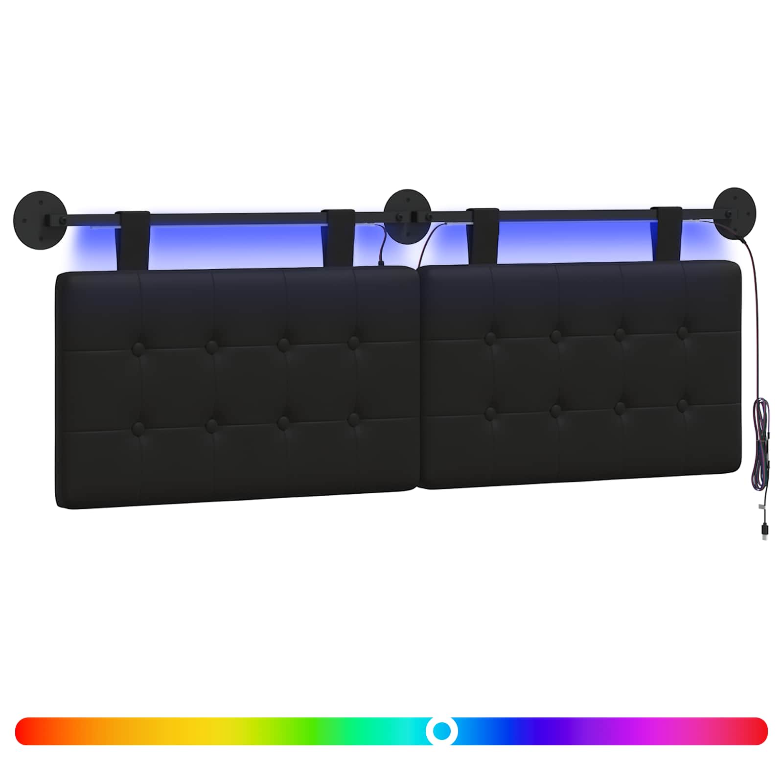 Hängendes Kopfteil Mit LED Licht Schwarz Kunstleder