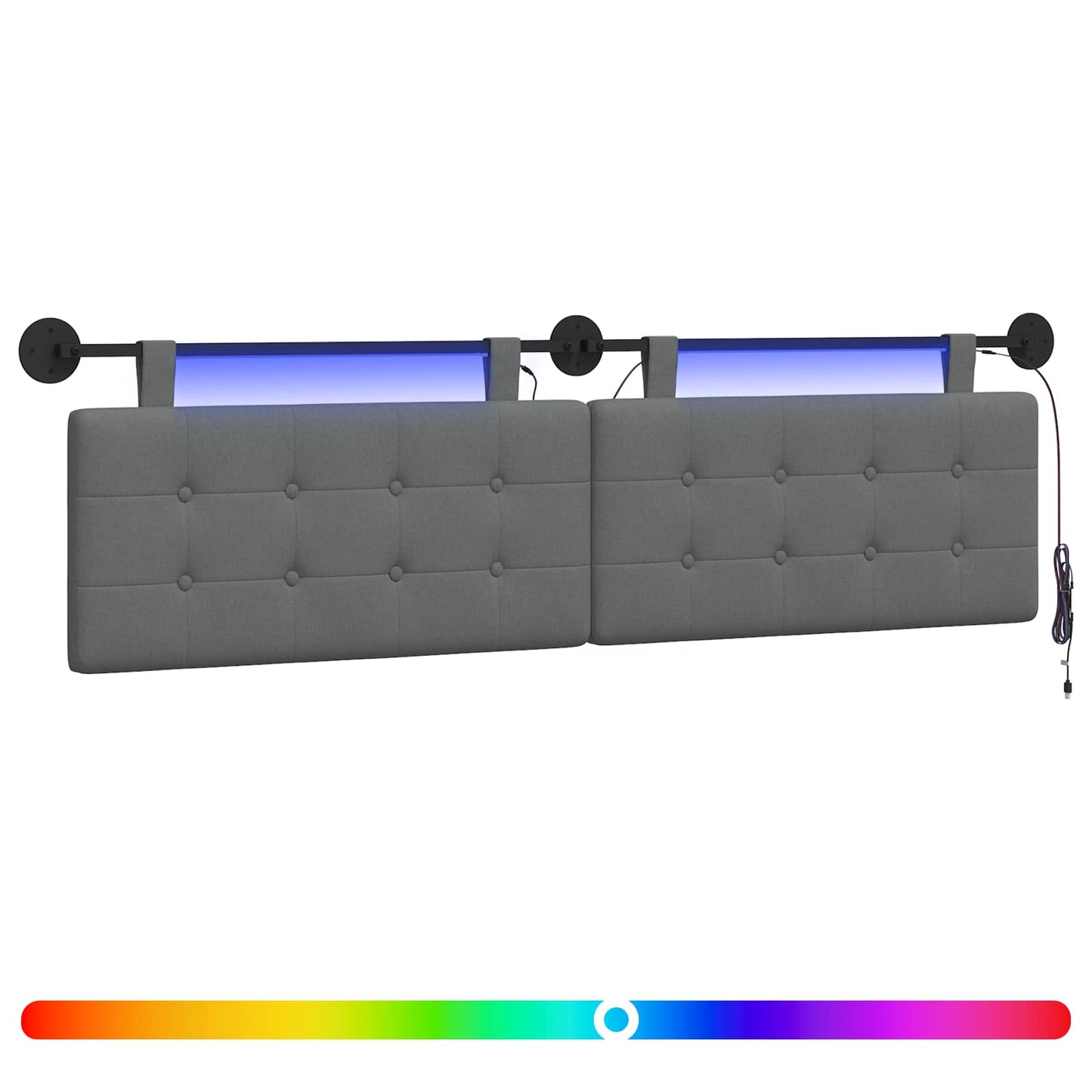 Hängendes Kopfteil Mit LED Licht Dunkelgrau Stoff