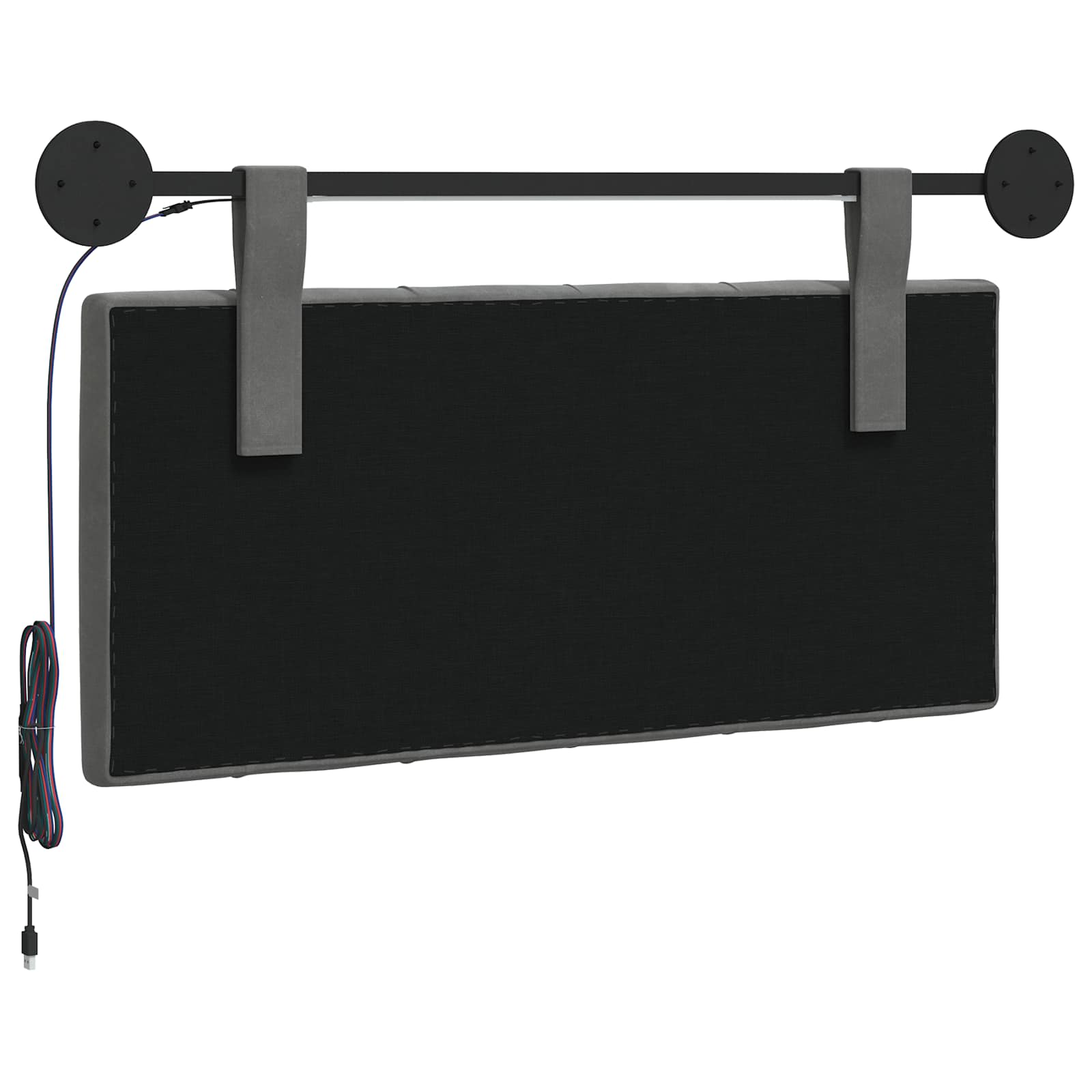 Hängendes Kopfteil Mit LED Licht Dunkelgrau Samt