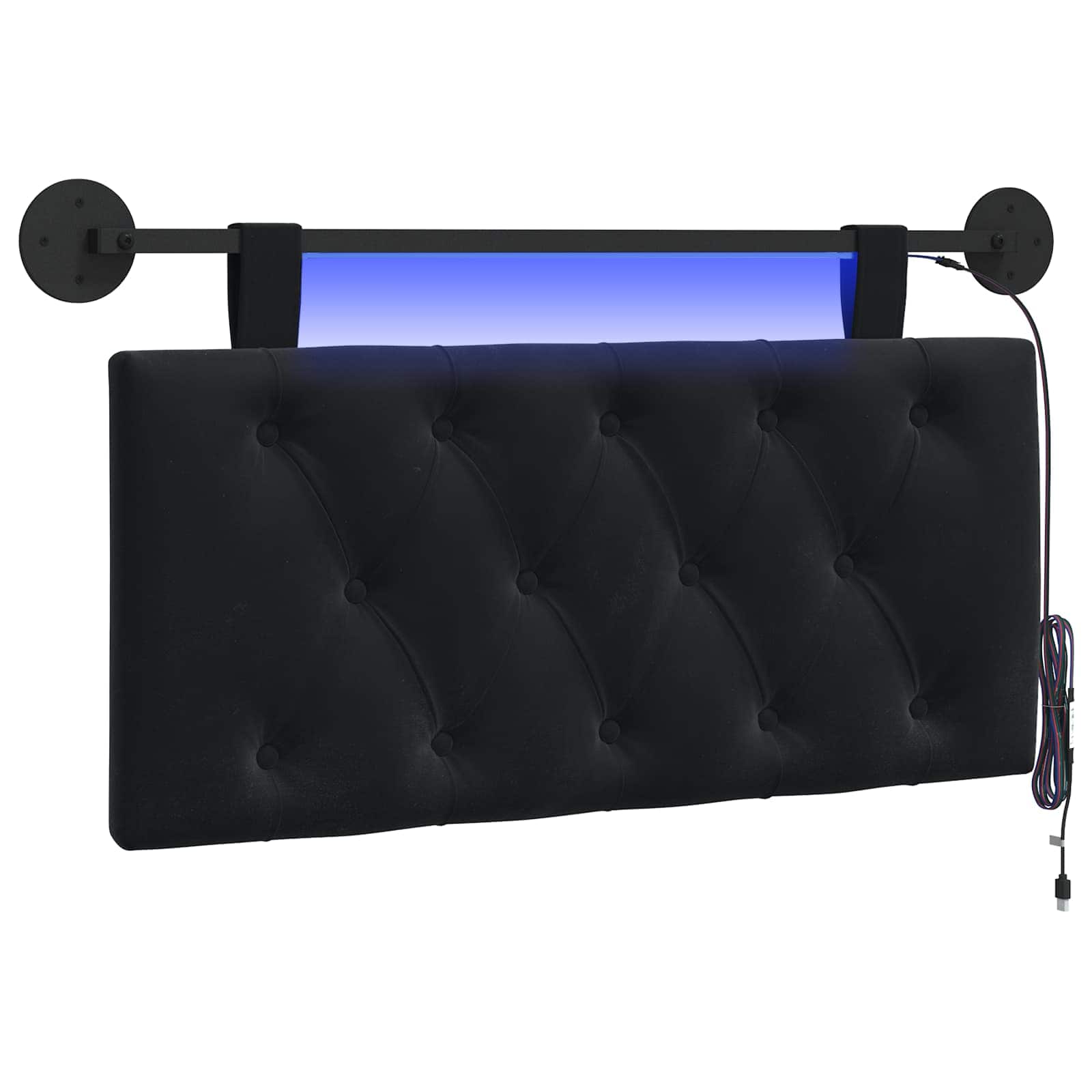 Hängendes Kopfteil Mit LED Licht Schwarz Samt