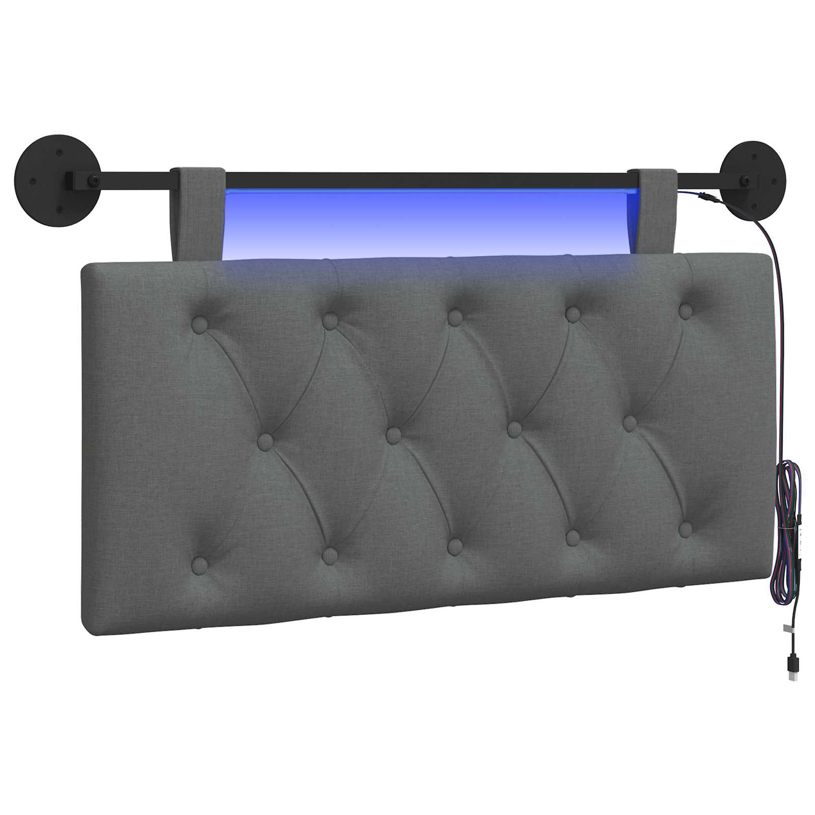 Hängendes Kopfteil Mit LED Licht Dunkelgrau Stoff