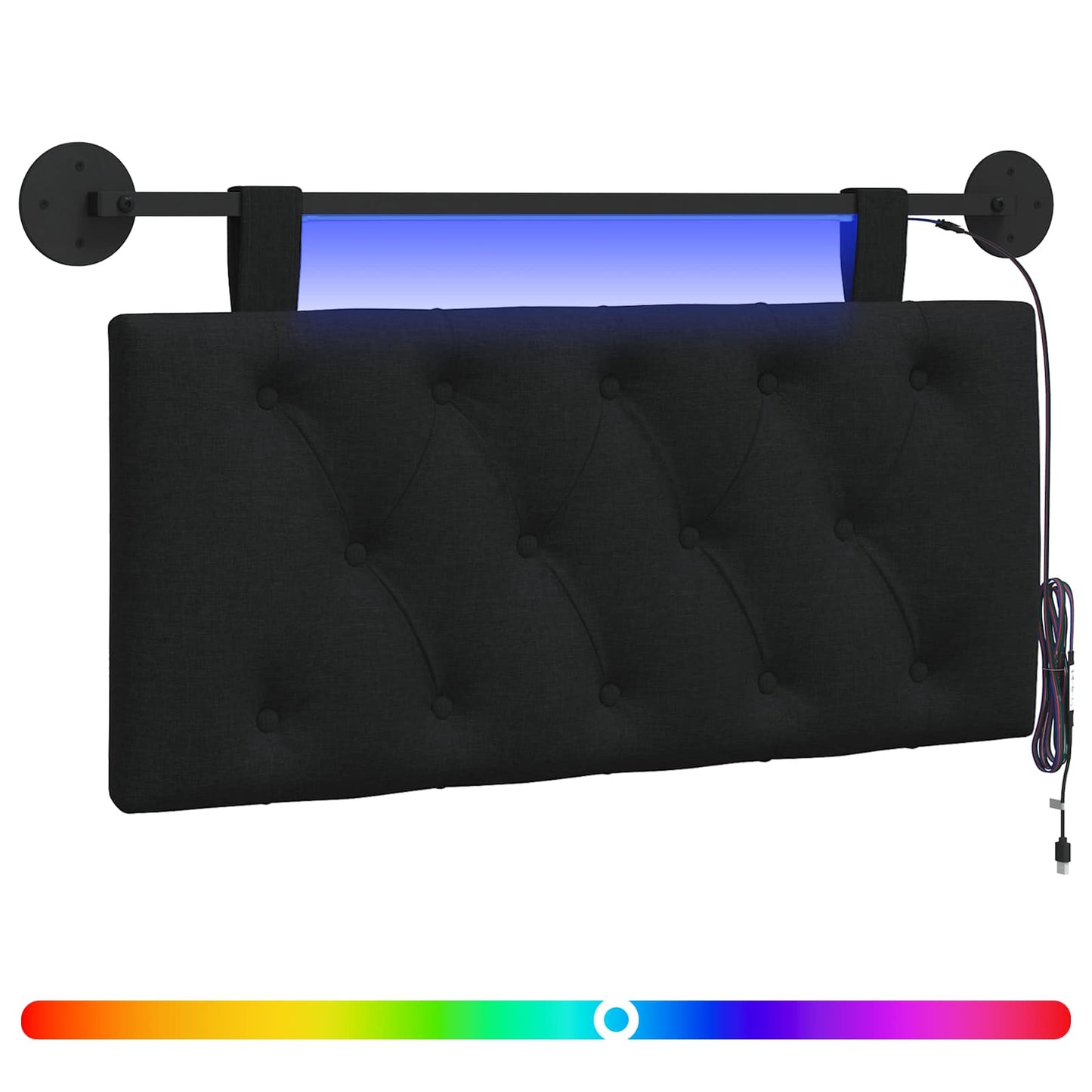 Hängendes Kopfteil Mit LED Licht Schwarz Stoff