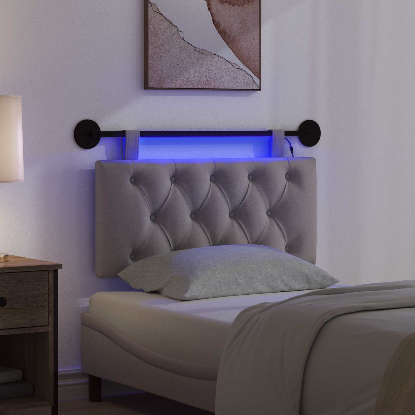Hängendes Kopfteil Mit LED Licht Taupe Stoff