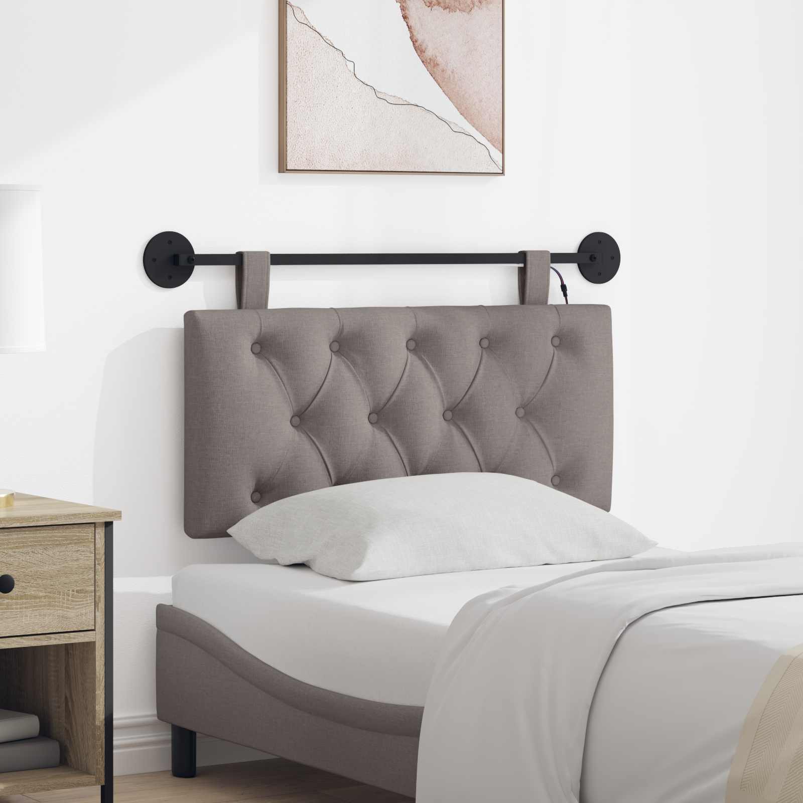 Hängendes Kopfteil Mit LED Licht Taupe Stoff