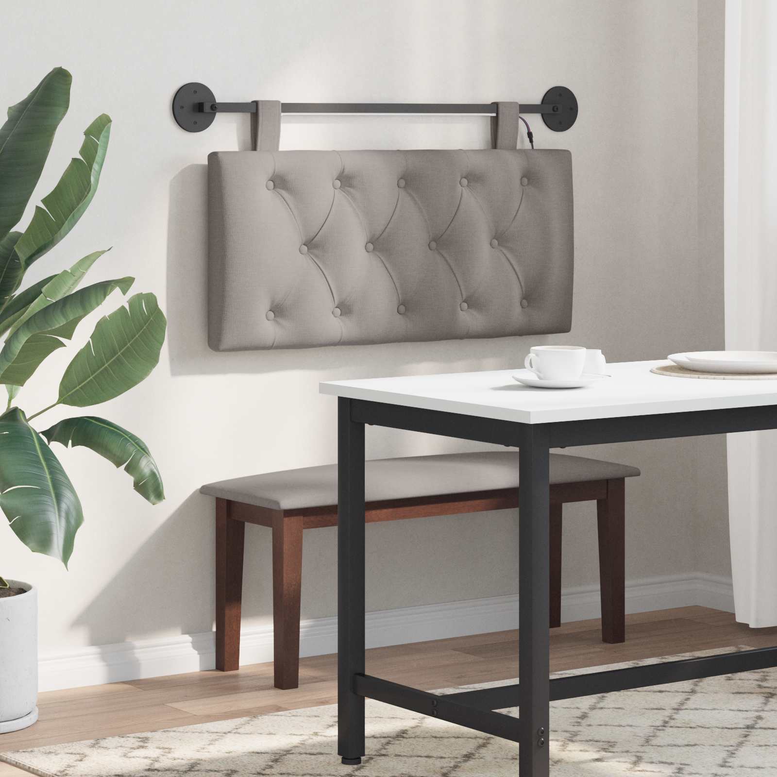 Hängendes Kopfteil Mit LED Licht Taupe Stoff