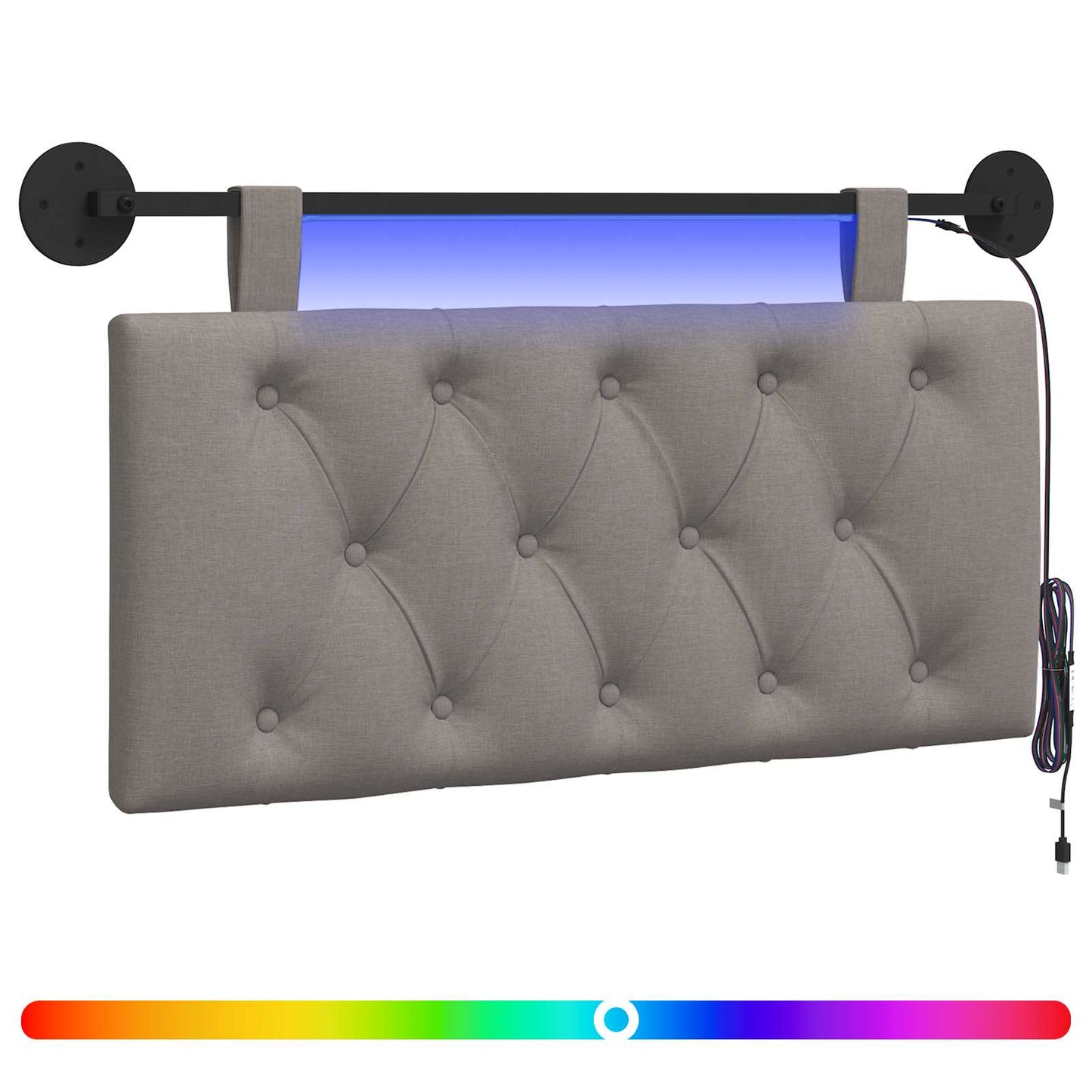 Hängendes Kopfteil Mit LED Licht Taupe Stoff