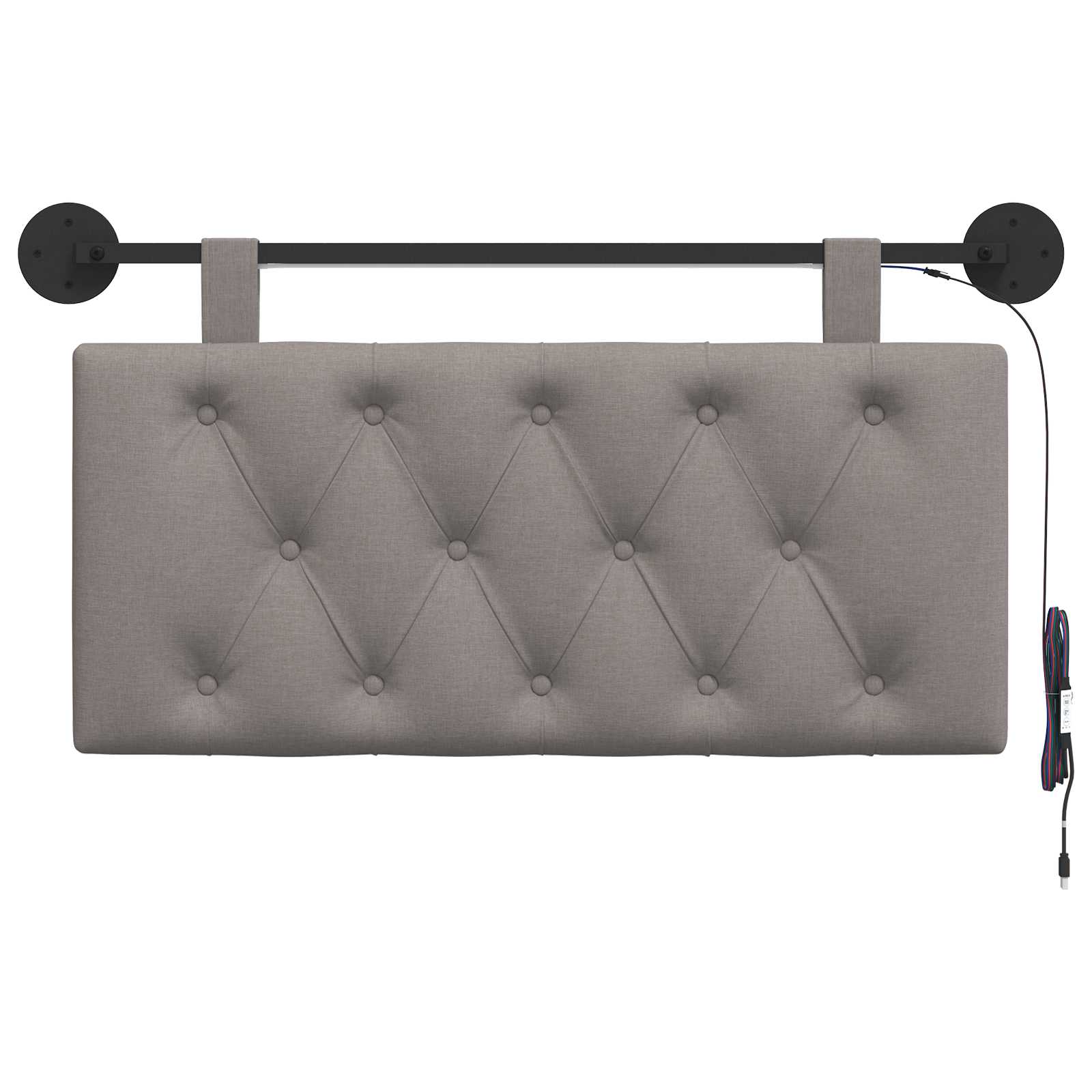 Hängendes Kopfteil Mit LED Licht Taupe Stoff