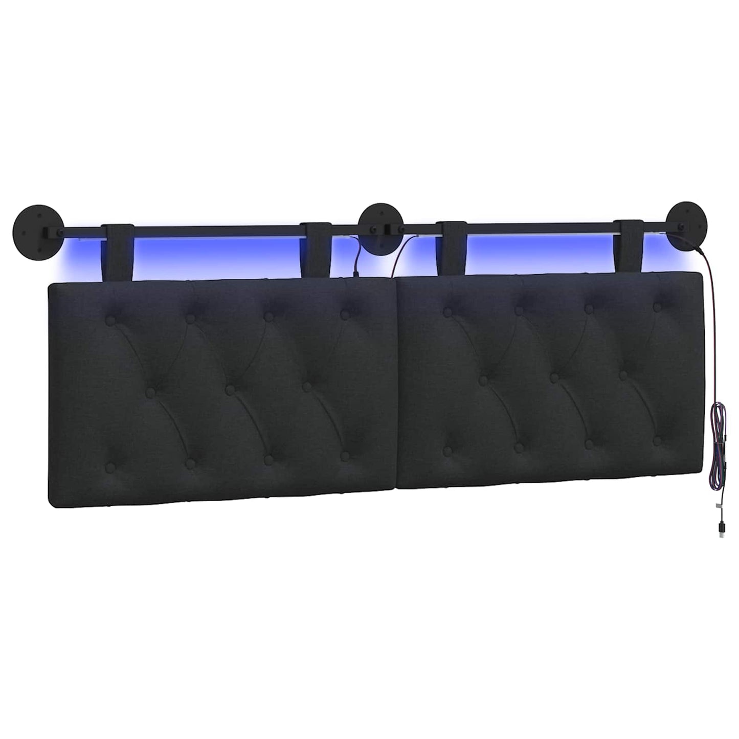 Hängendes Kopfteil Mit LED Licht Schwarz Stoff