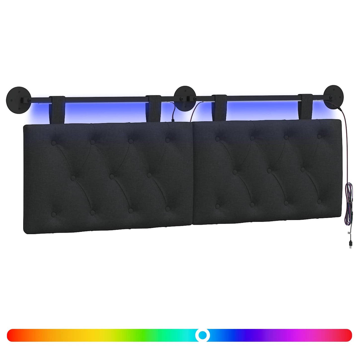 Hängendes Kopfteil Mit LED Licht Schwarz Stoff