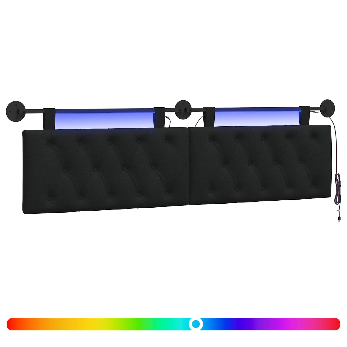 Hängendes Kopfteil Mit LED Licht Schwarz Stoff