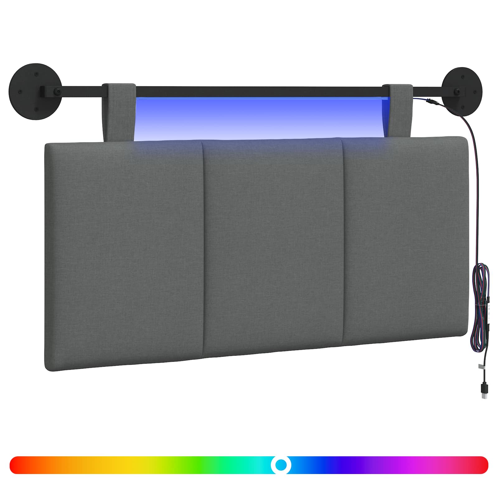 Hängendes Kopfteil Mit LED Licht Dunkelgrau Stoff