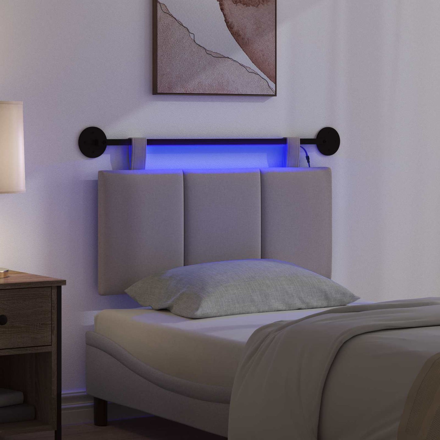 Hängendes Kopfteil Mit LED Licht Taupe Stoff