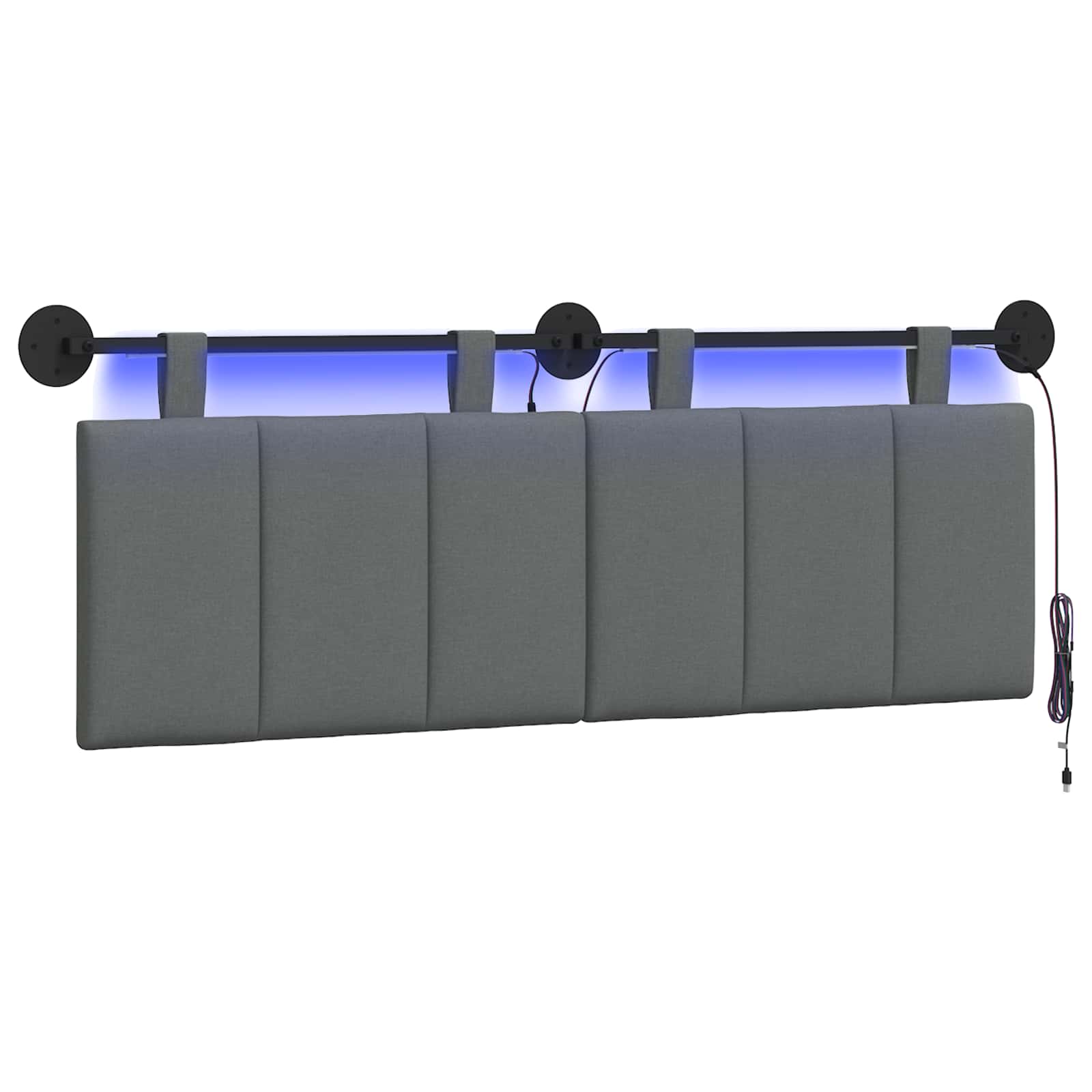 Hängendes Kopfteil Mit LED Licht Dunkelgrau Stoff