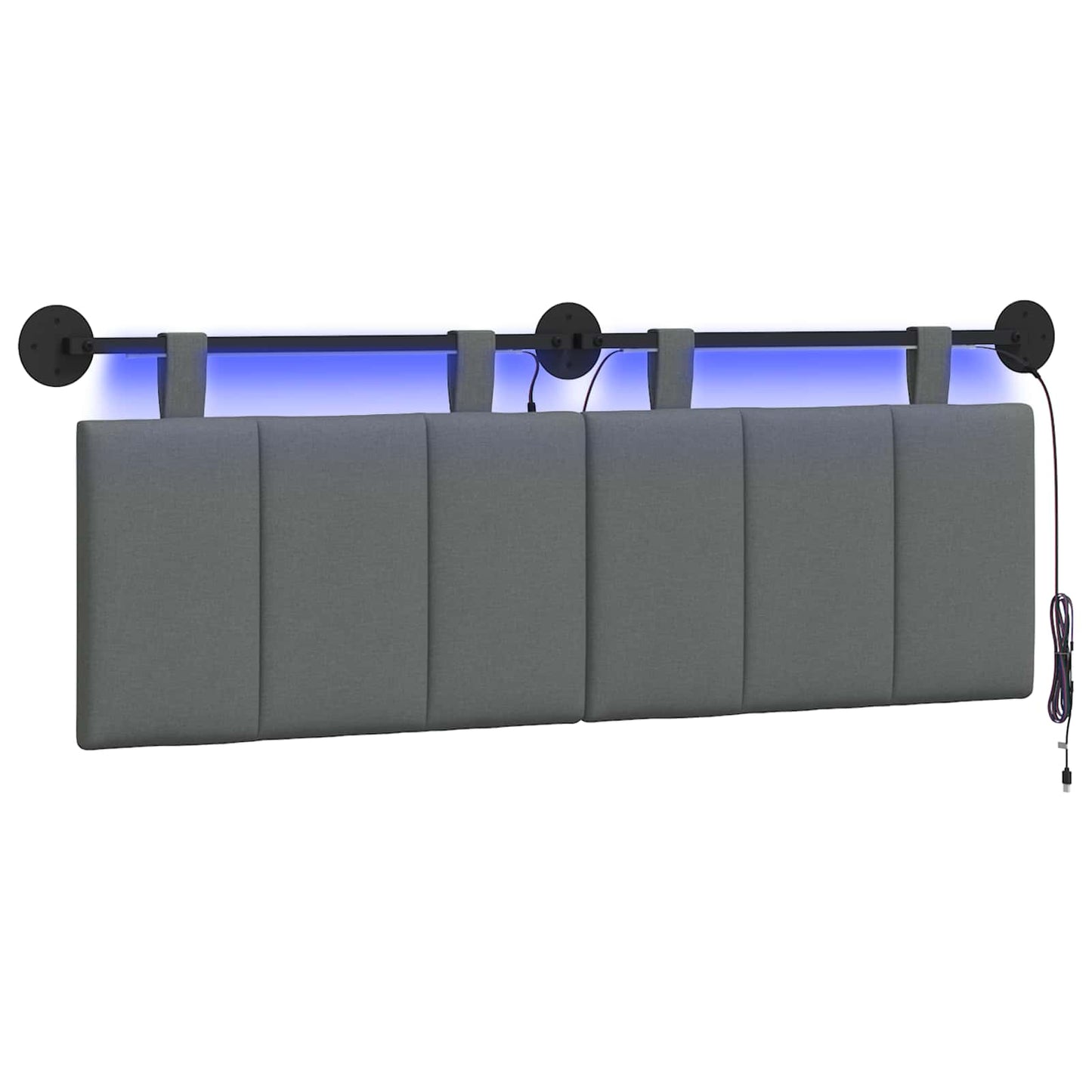 Hängendes Kopfteil Mit LED Licht Dunkelgrau Stoff