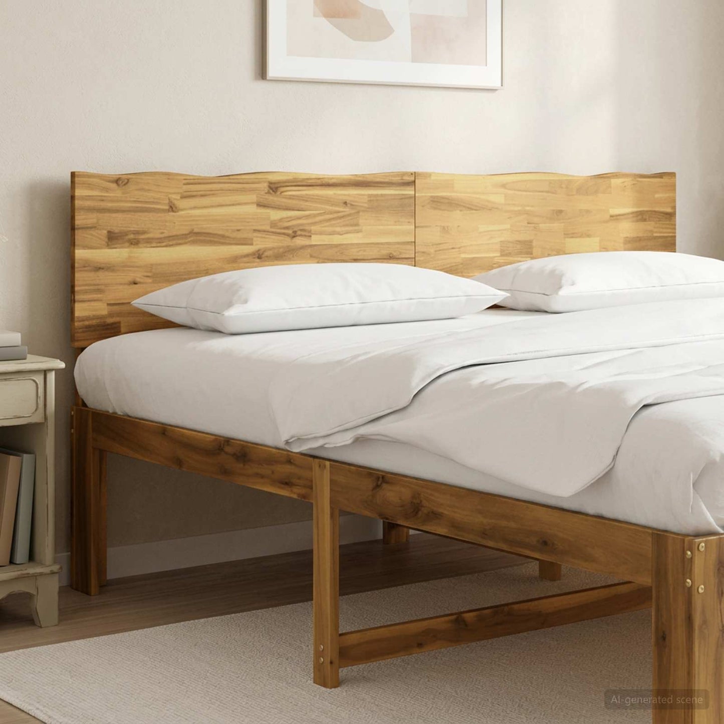 Kopfteil mit Live Edge ROSTOCK Weiß 180 cm Massivholz Akazie