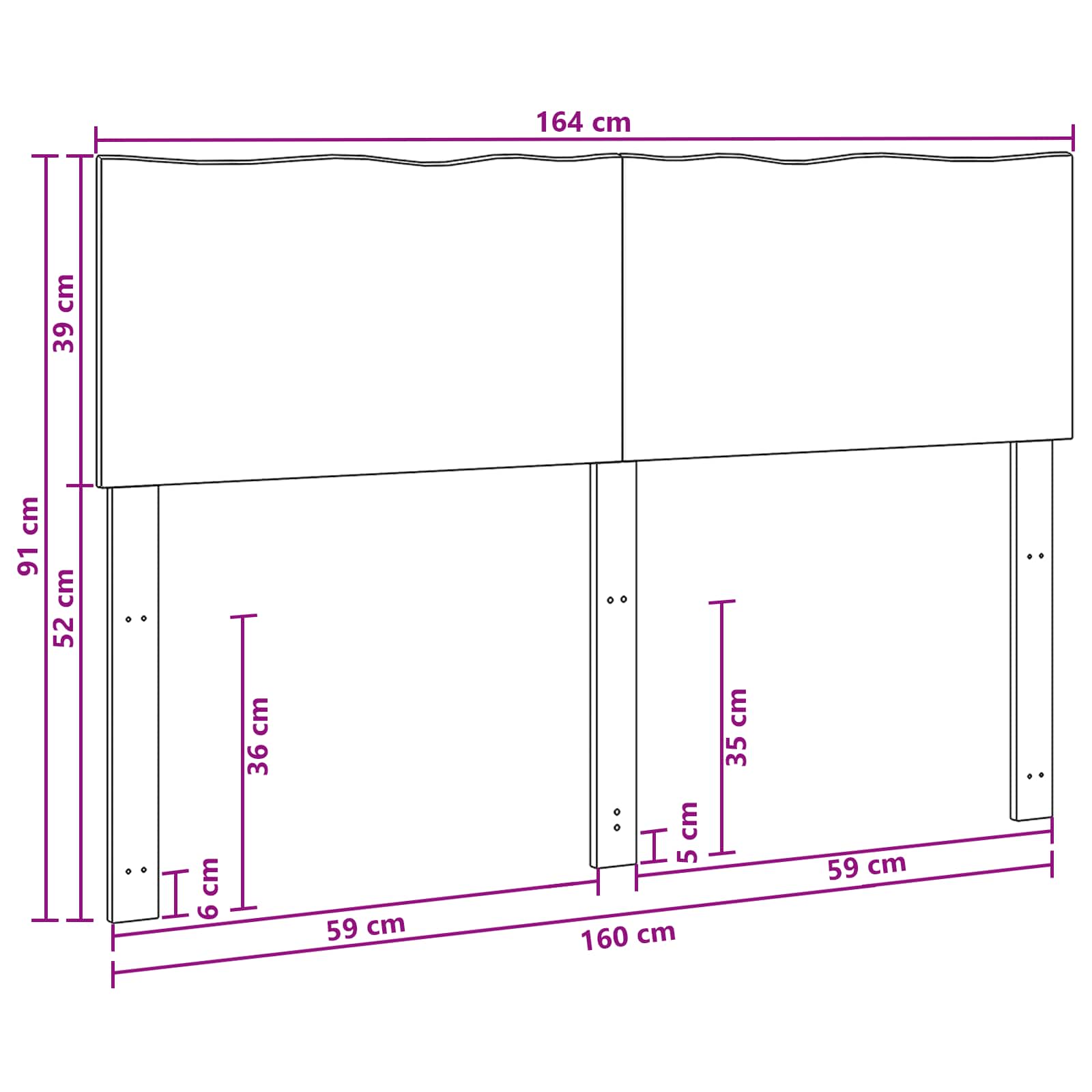 Kopfteil mit Live Edge ROSTOCK Natur 160 cm Massivholz Akazie