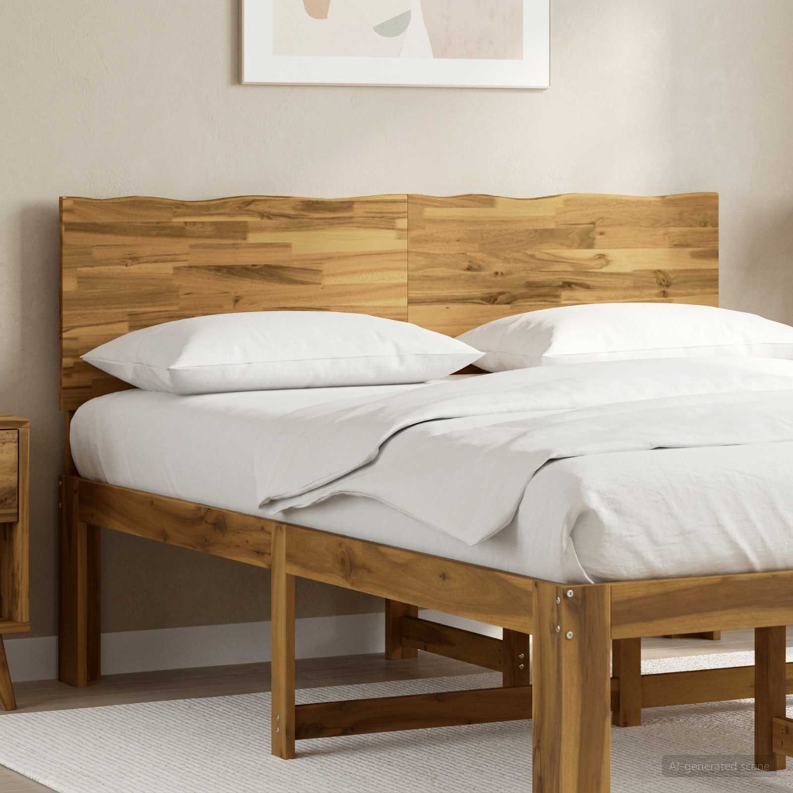 Kopfteil mit Live Edge ROSTOCK Weiß 135 cm Massivholz Akazie