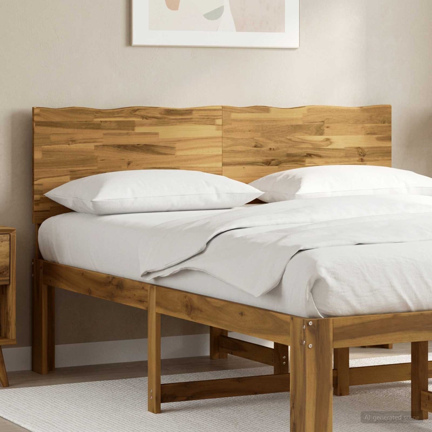 Kopfteil mit Live Edge ROSTOCK Weiß 120 cm Massivholz Akazie