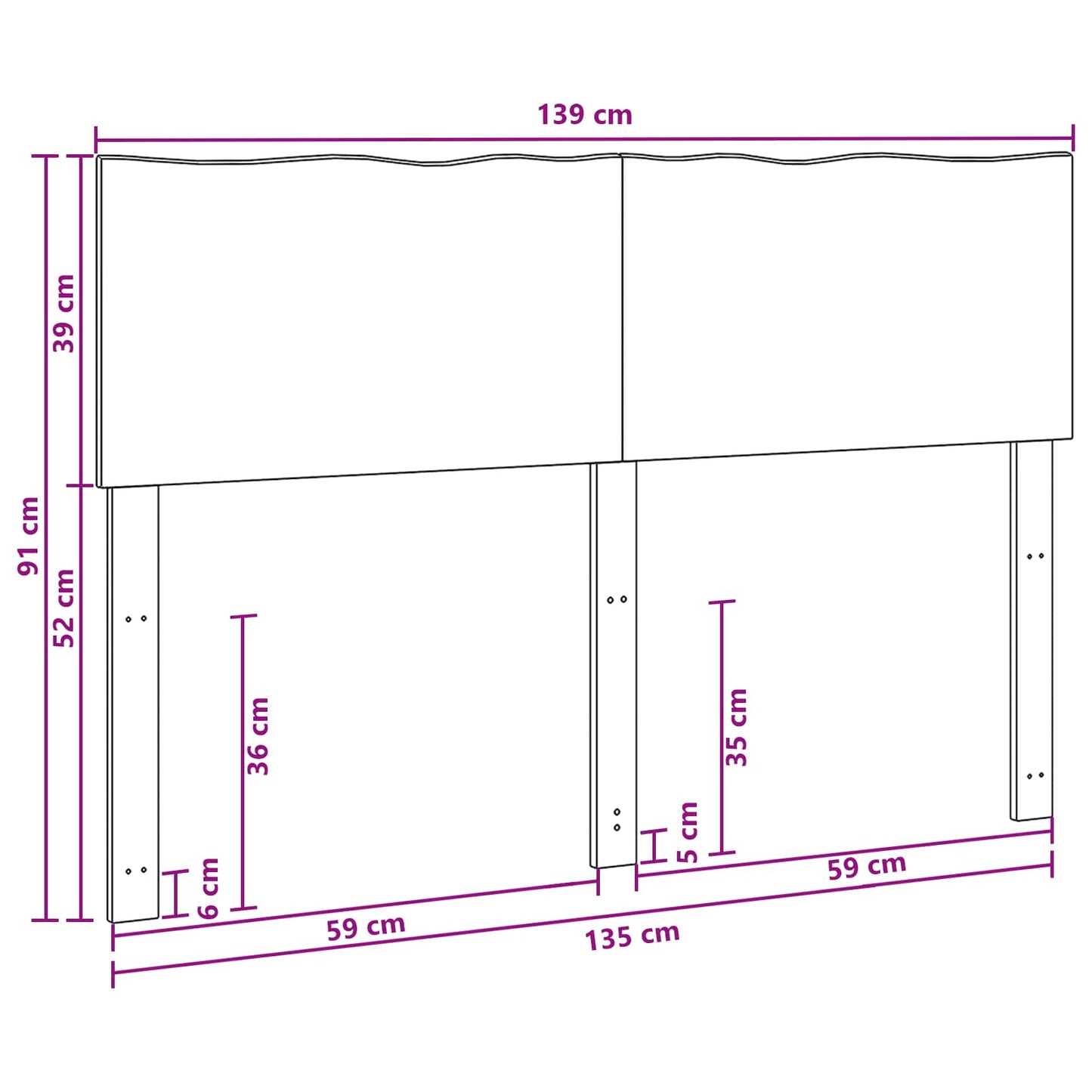 Kopfteil mit Live Edge ROSTOCK Natur 135 cm Massivholz Akazie