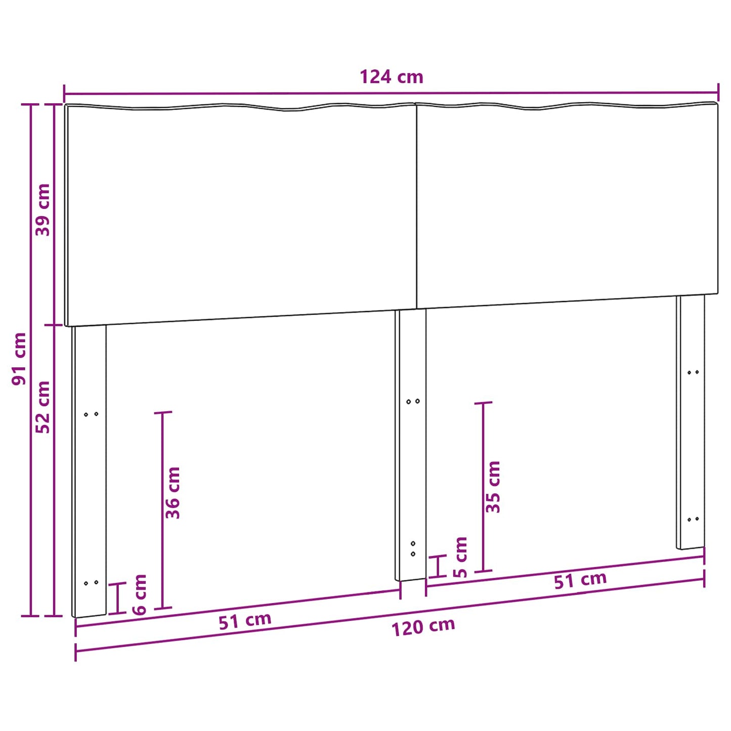 Kopfteil mit Live Edge ROSTOCK Natur 120 cm Massivholz Akazie