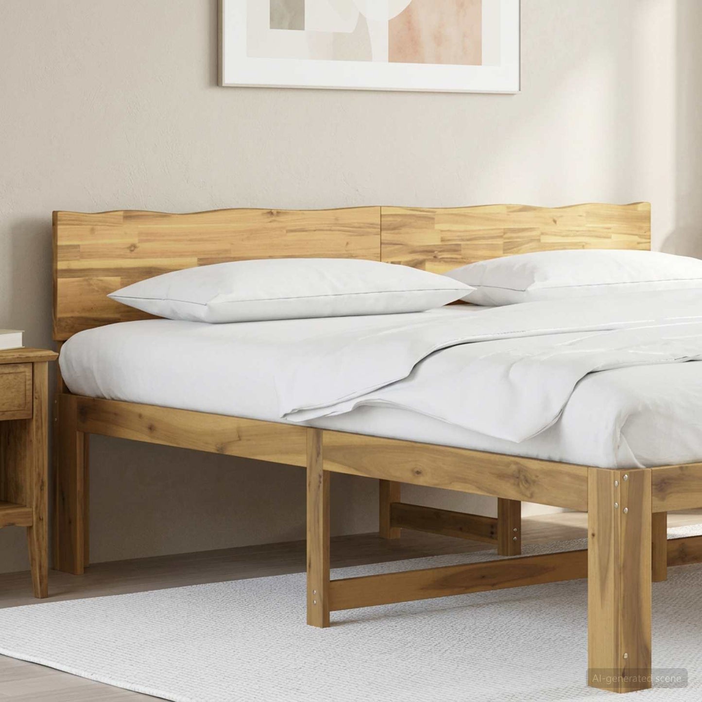 Kopfteil mit Live Edge ROSTOCK Weiß 200 cm Massivholz Akazie