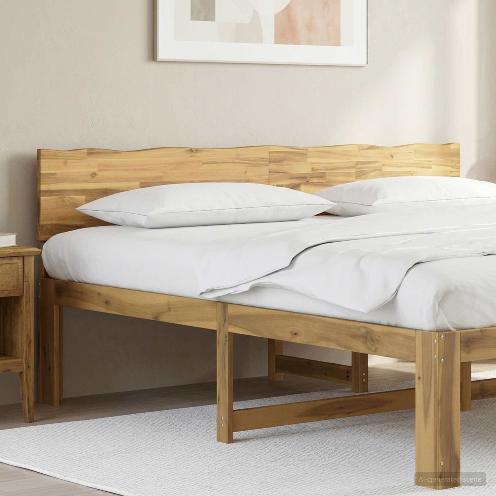 Kopfteil mit Live Edge ROSTOCK Weiß 200 cm Massivholz Akazie