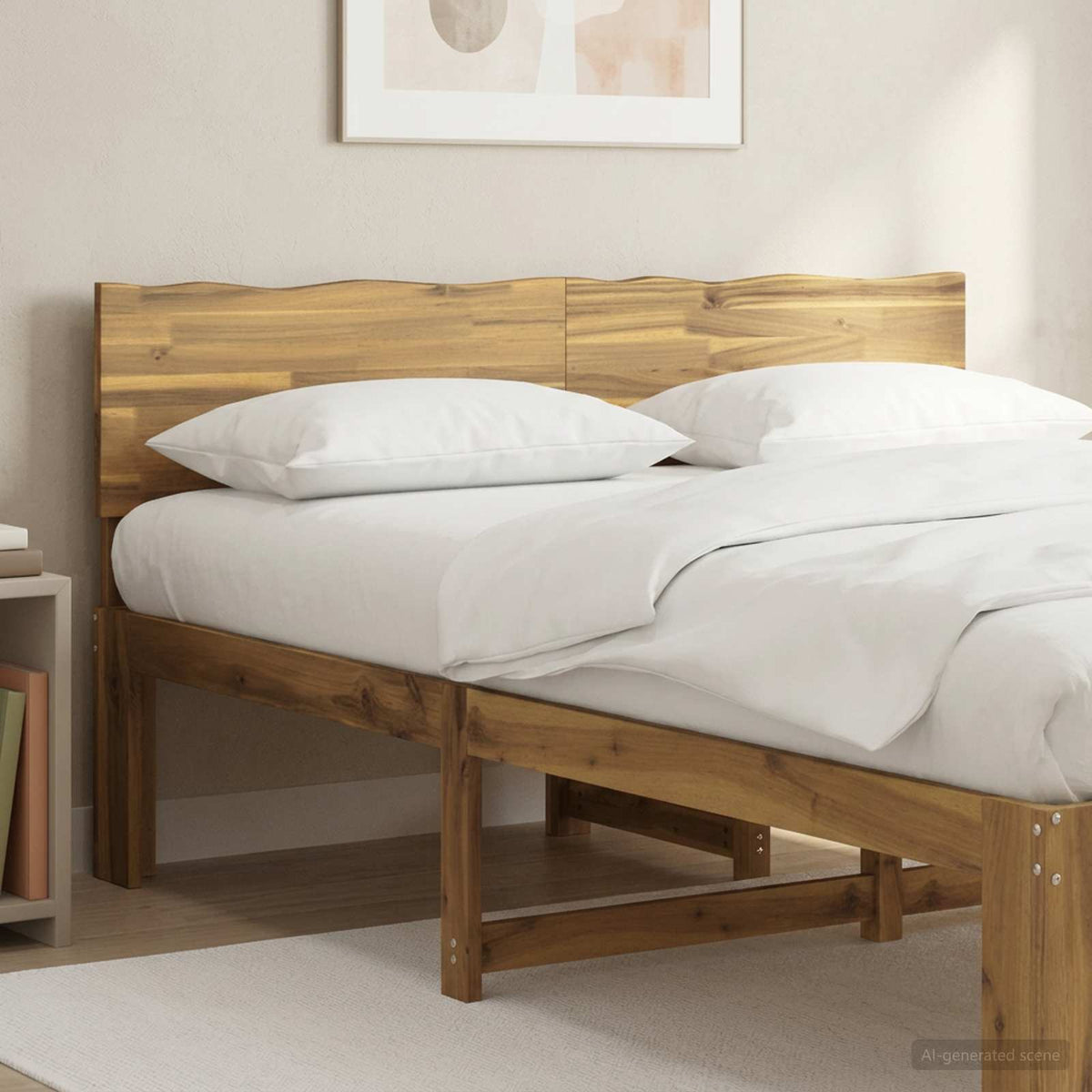 Kopfteil mit Live Edge ROSTOCK Weiß 120 cm Massivholz Akazie
