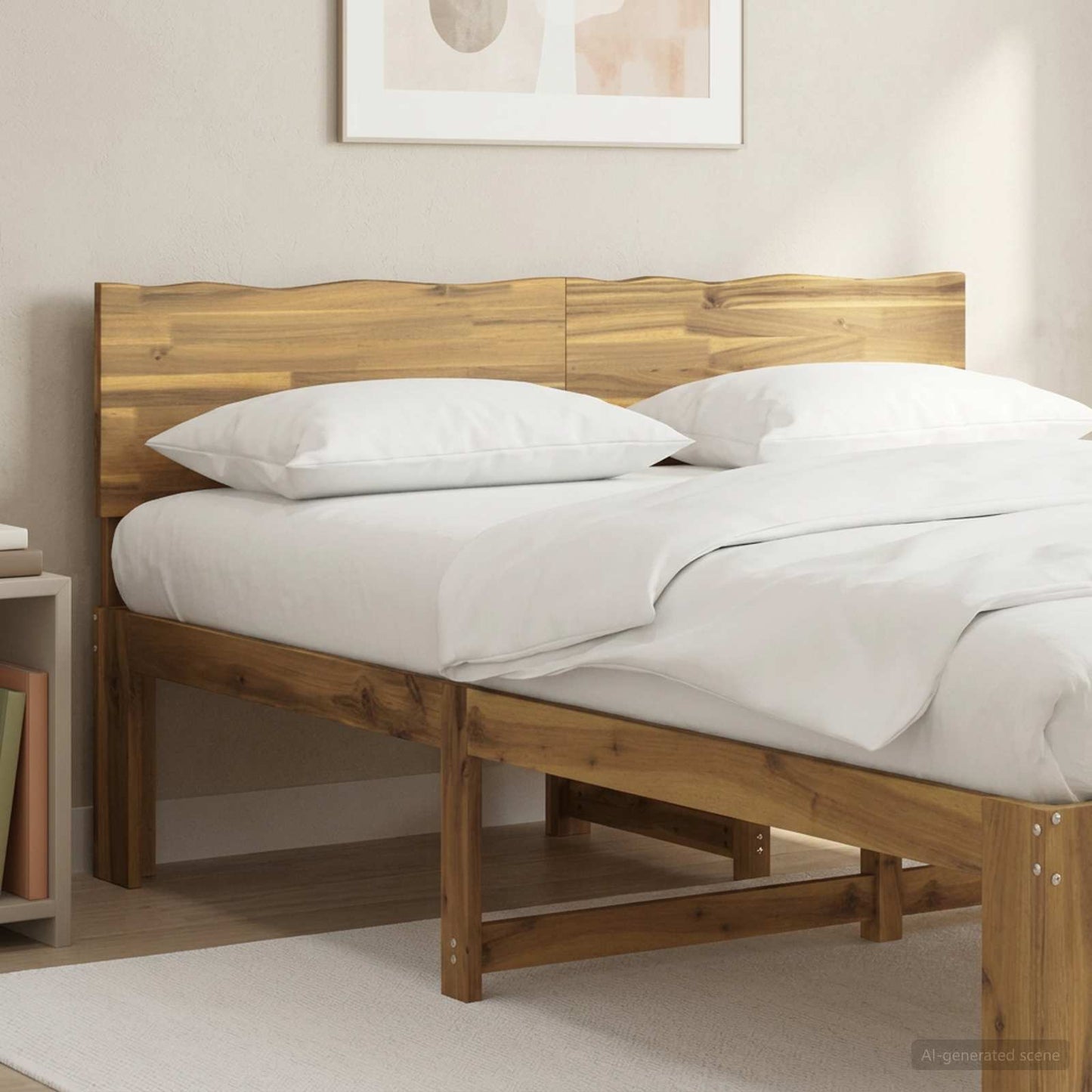 Kopfteil mit Live Edge ROSTOCK Weiß 140 cm Massivholz Akazie