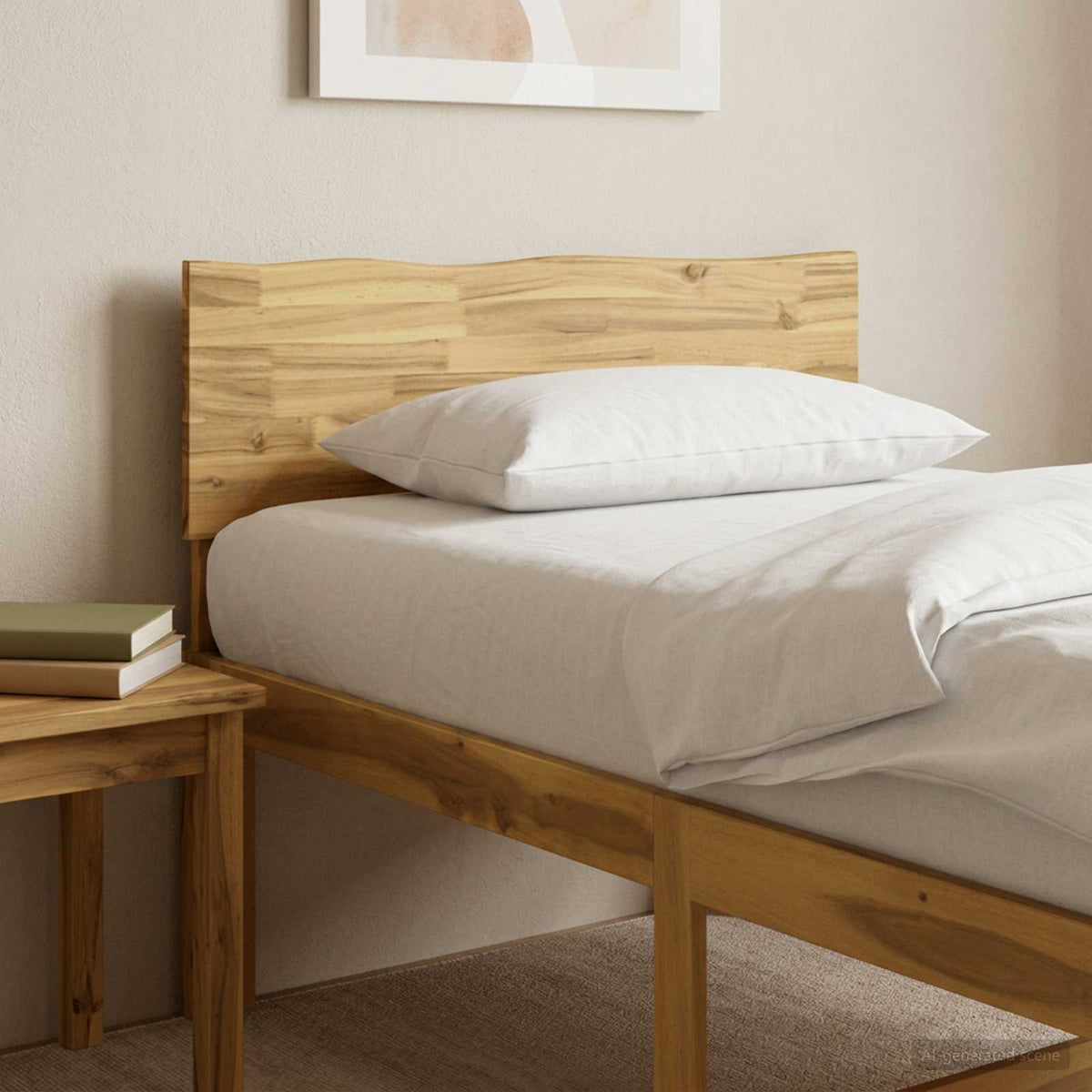 Kopfteil mit Live Edge ROSTOCK Weiß 90 cm Massivholz Akazie