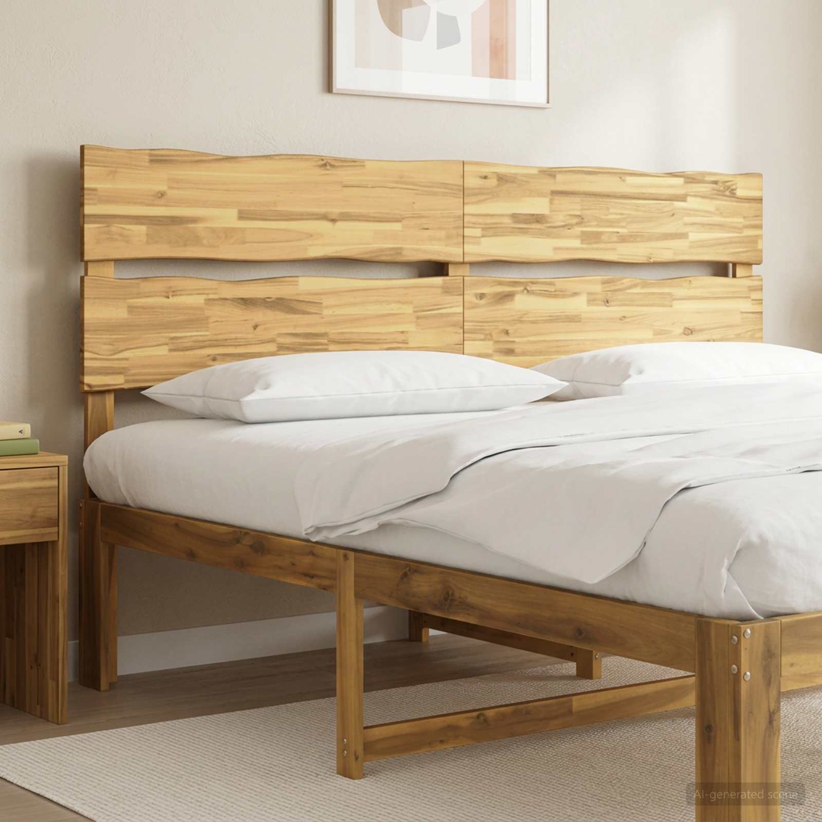 Kopfteil mit Live Edge ROSTOCK Weiß 180 cm Massivholz Akazie
