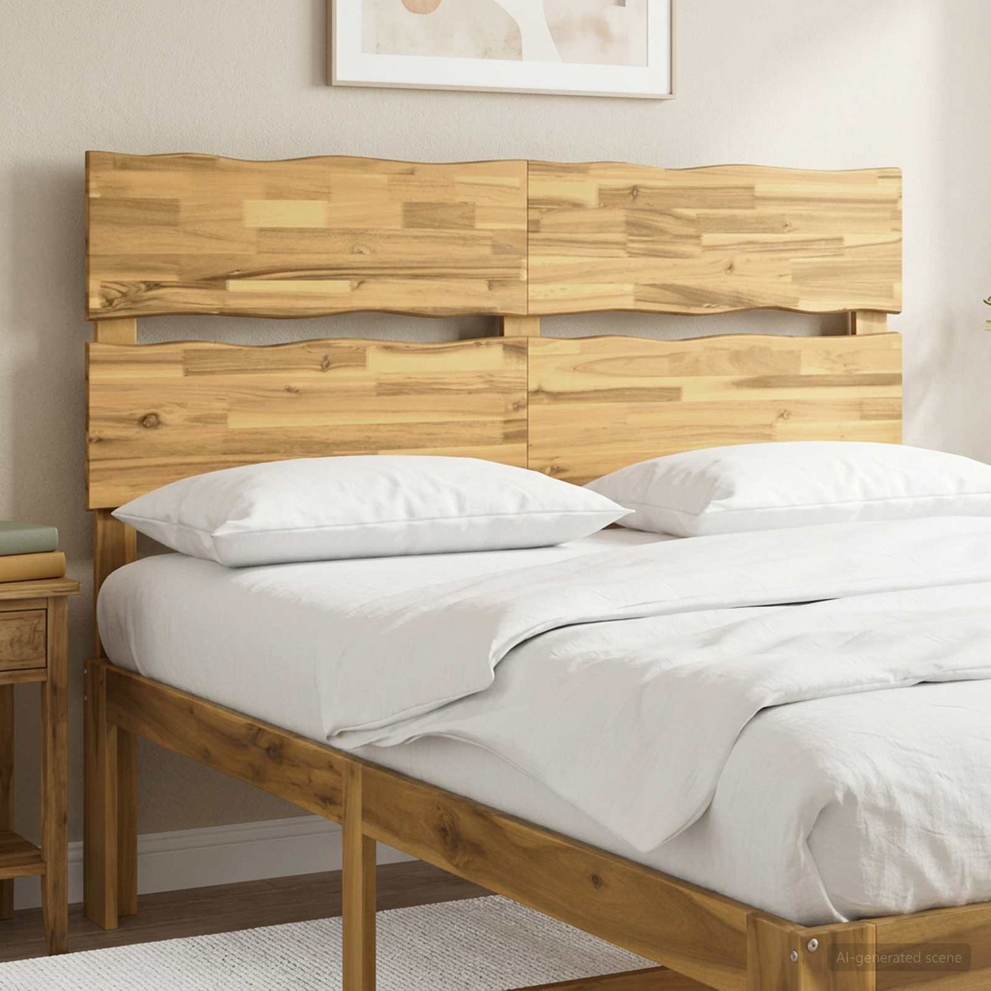 Kopfteil mit Live Edge ROSTOCK Weiß 135 cm Massivholz Akazie