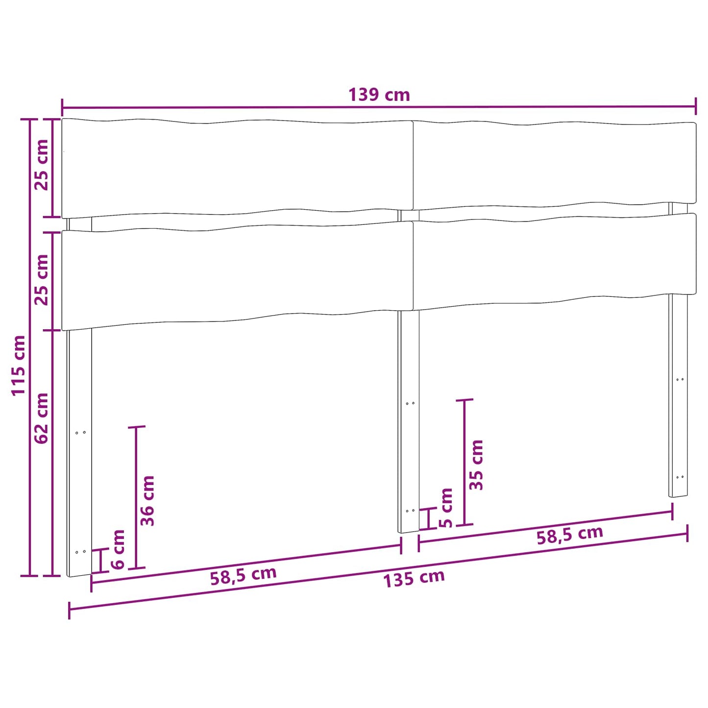 Kopfteil mit Live Edge ROSTOCK Weiß 135 cm Massivholz Akazie