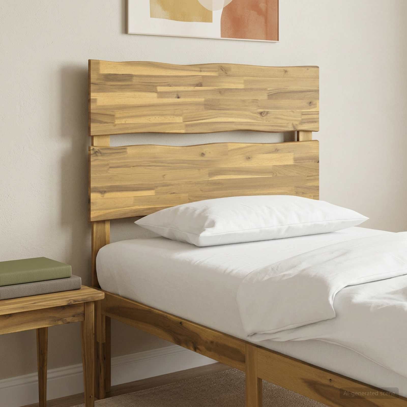 Kopfteil mit Live Edge ROSTOCK Weiß 90 cm Massivholz Akazie