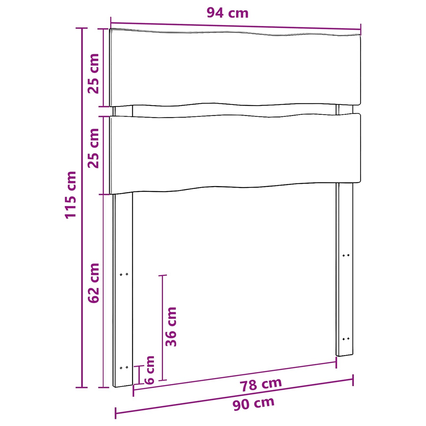 Kopfteil mit Live Edge ROSTOCK Dunkelbraun 90 cm
