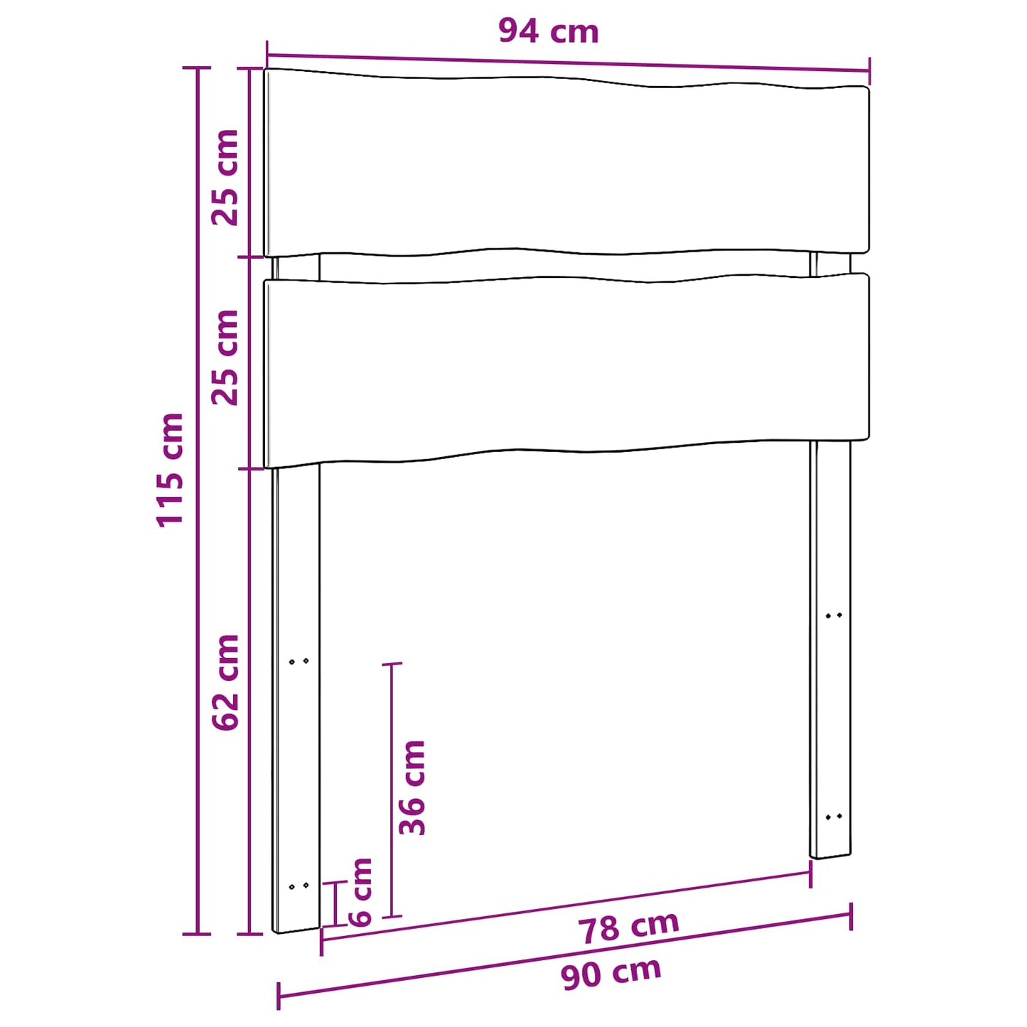 Kopfteil mit Live Edge ROSTOCK Weiß 90 cm Massivholz Akazie