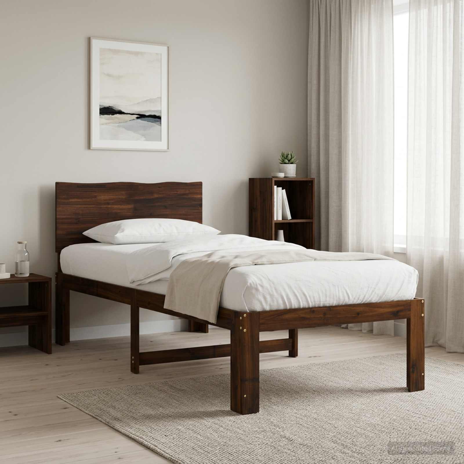 Einzelbettgestell mit Kopfteil ROSTOCK Dunkelbraun 90 x 190 cm