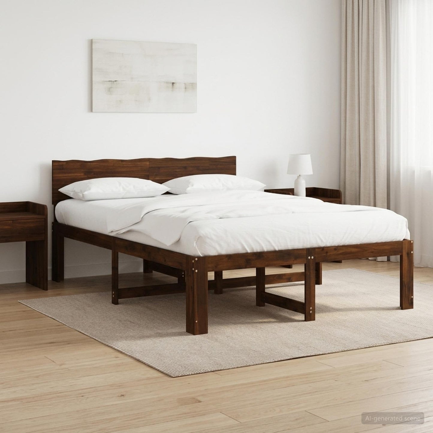 Doppelbettgestell mit Kopfteil ROSTOCK Dunkelbraun 135 x 190 cm