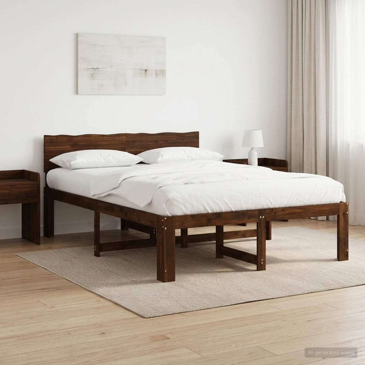Doppelbettgestell mit Kopfteil ROSTOCK Dunkelbraun 135 x 190 cm