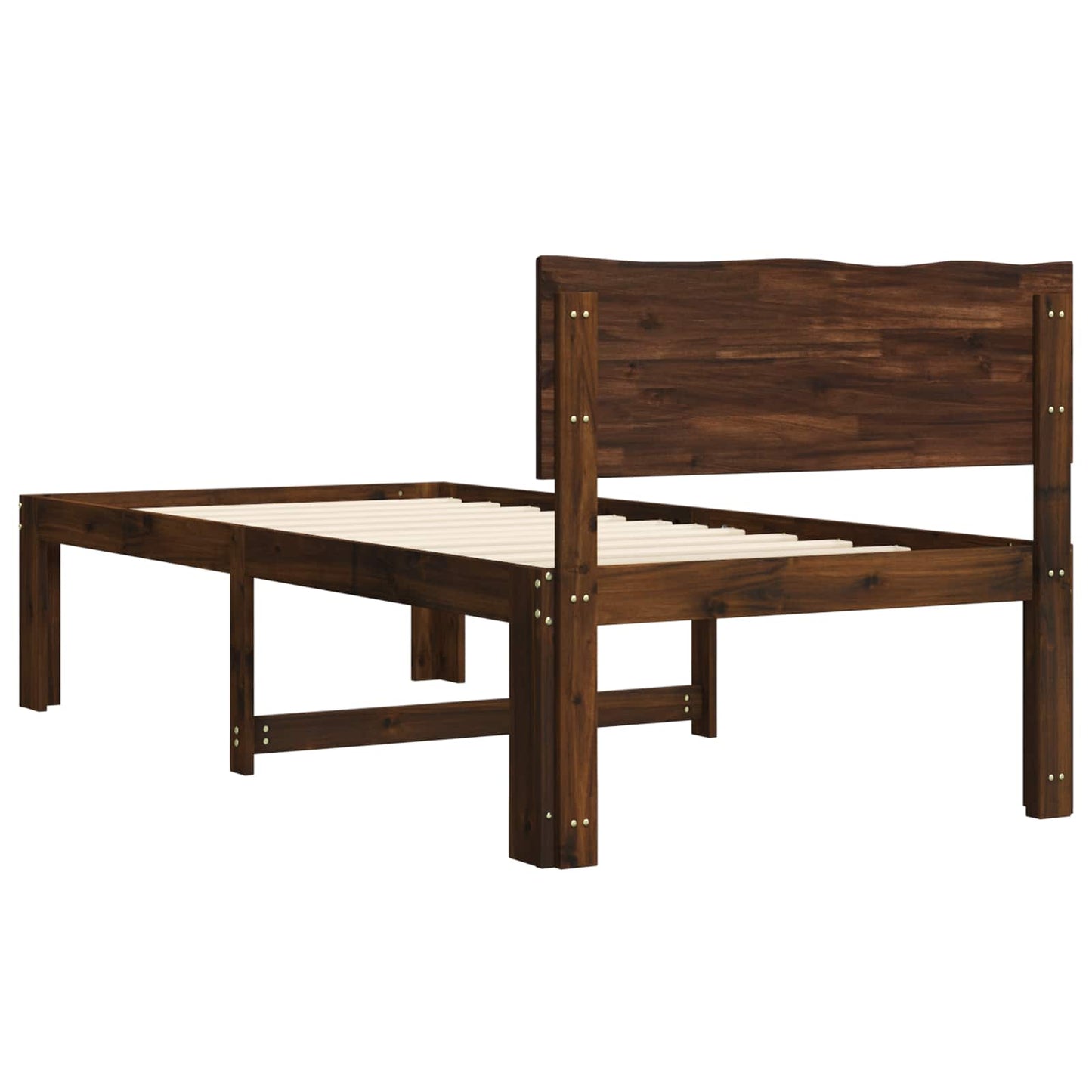 Einzelbettgestell mit Kopfteil ROSTOCK Dunkelbraun 90 x 200 cm