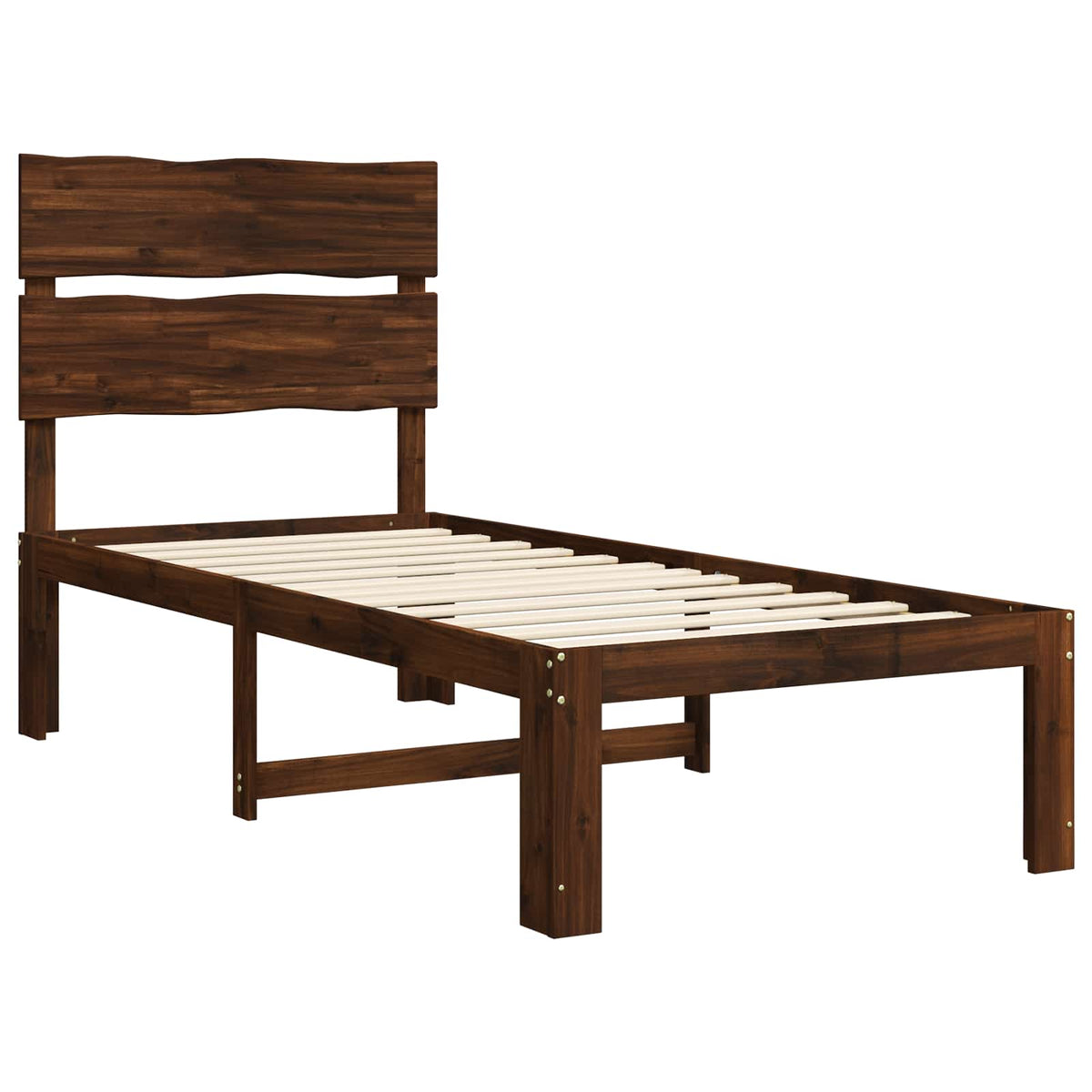 Einzelbettgestell mit Kopfteil ROSTOCK Dunkelbraun 90 x 200 cm