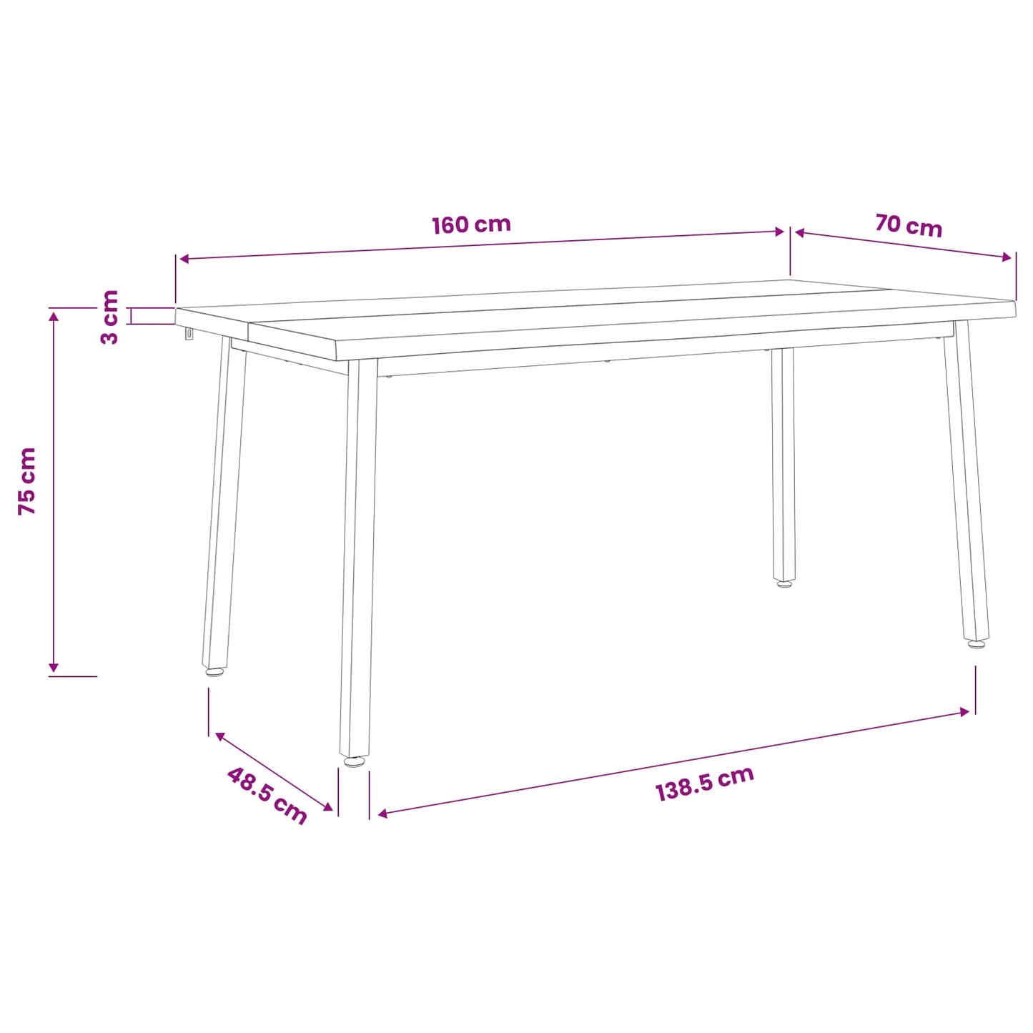 Live Edge Esstisch 160 x 70 x 75 cm Massivholz Akazie Natur